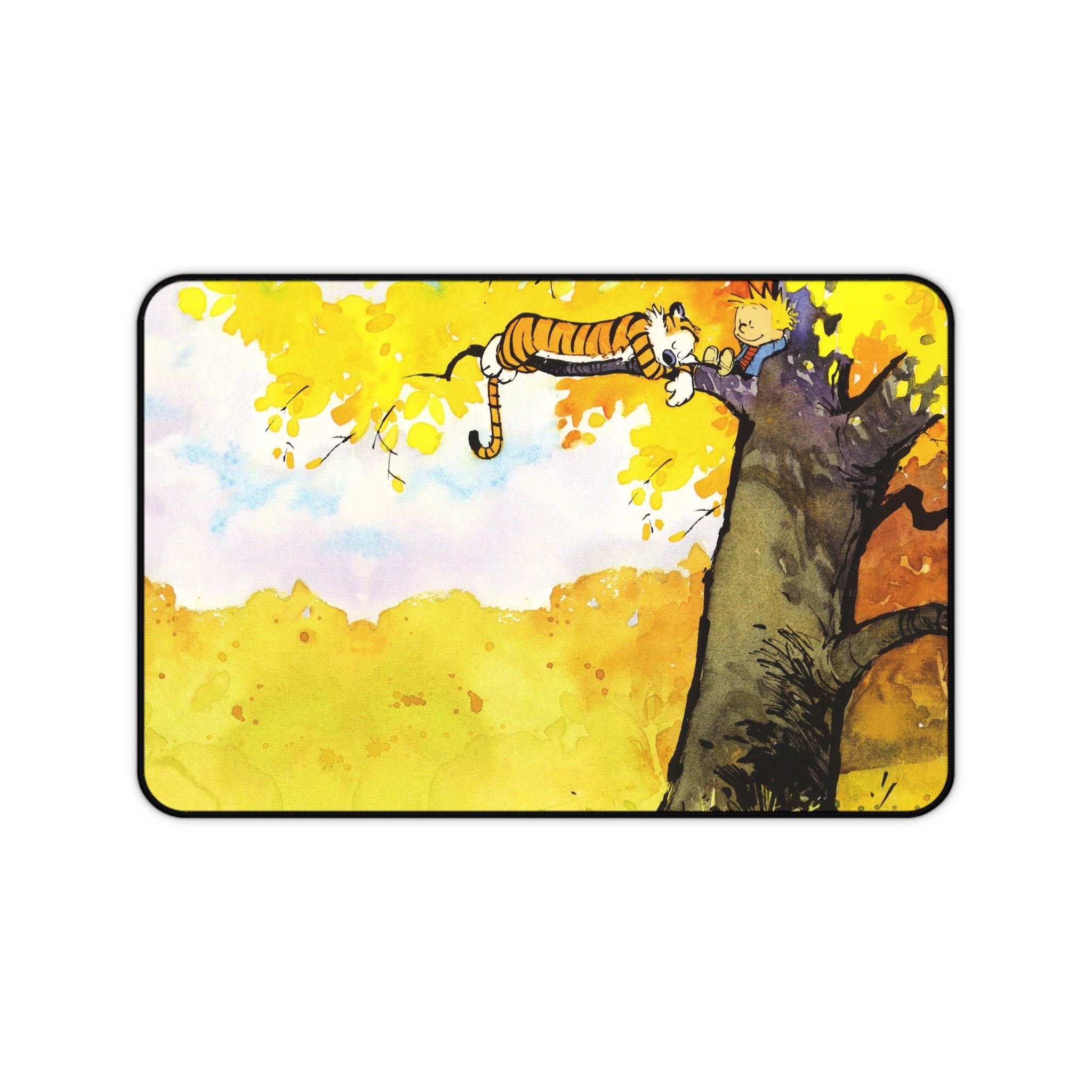 Calvin and Hobbes Mouse Pad, Yellow Cartoon Mouse Pad Desk Pad, Comicbook Desk Mat, Gift for Desk
