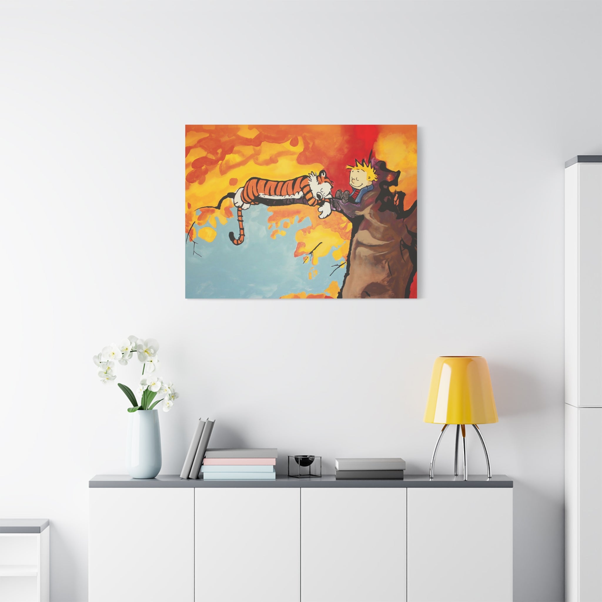 Calvin and Hobbes Canvas Wall Art - Nostalgic Comic Strip Poster for Nursery & Kids Room Decor - Friendship Theme Gift Idea