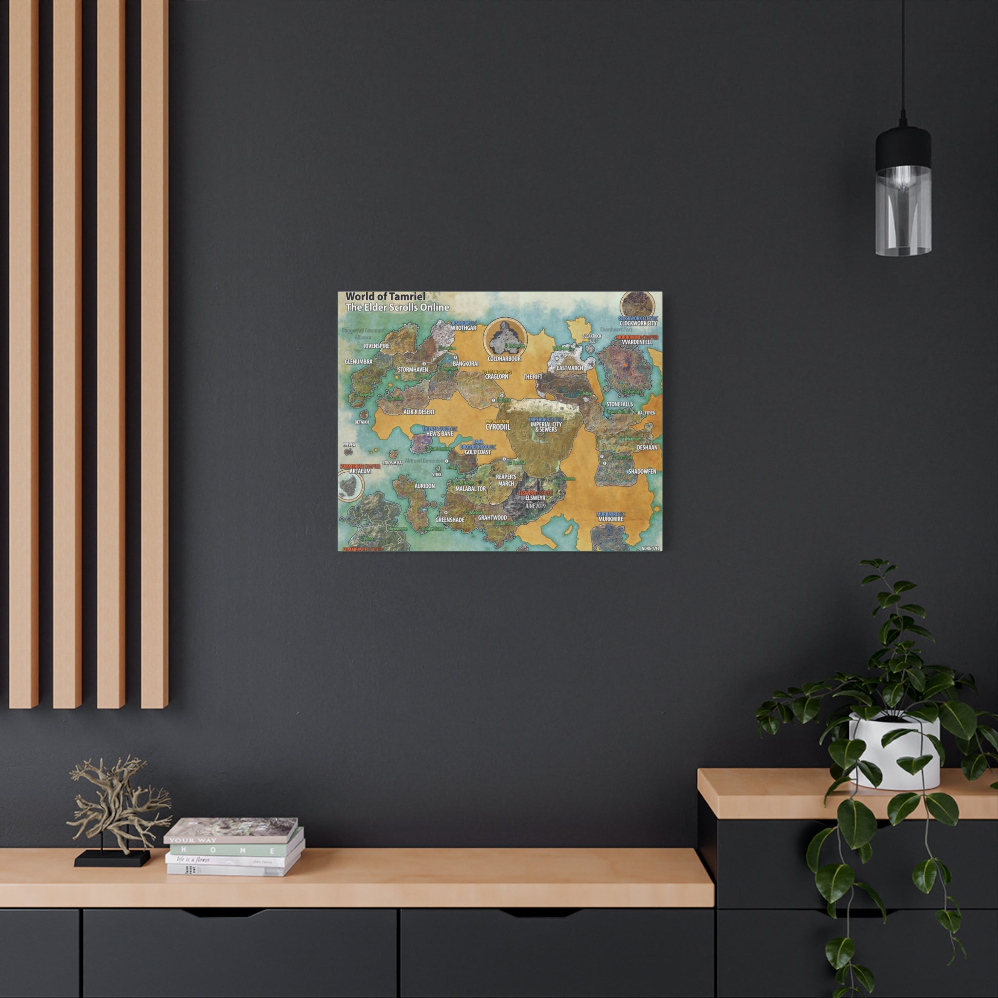 Skyrim World Map Tamriel, The Elder Scrolls Skyrim Canvas Wall Art - Dragon Game Canvas Print Room Decor, Gaming Wall Art, Skyrim Gift