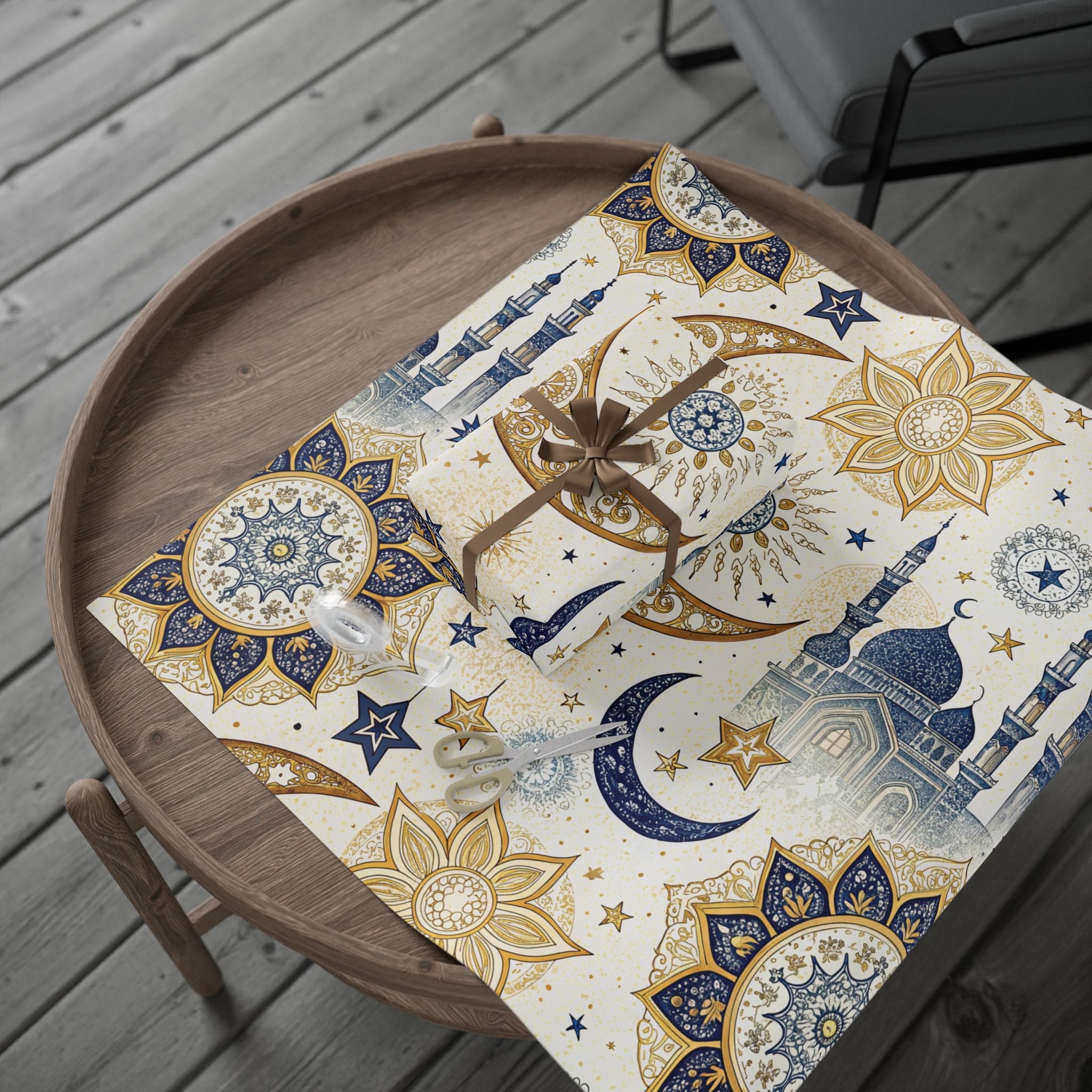 ramadan-night-wrapping-papers-islamic-crescent-moon-gift-wrap-mosque-silhouette-eid-holiday-supplies-festive-present-packagin