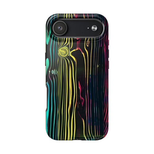 Disco Neon Tough iPhone Cases, Wood Grain Texture, iPhone Case Cover, Protective iPhone Shell, Unique iPhone Accessories, iphone 16 Pro Max