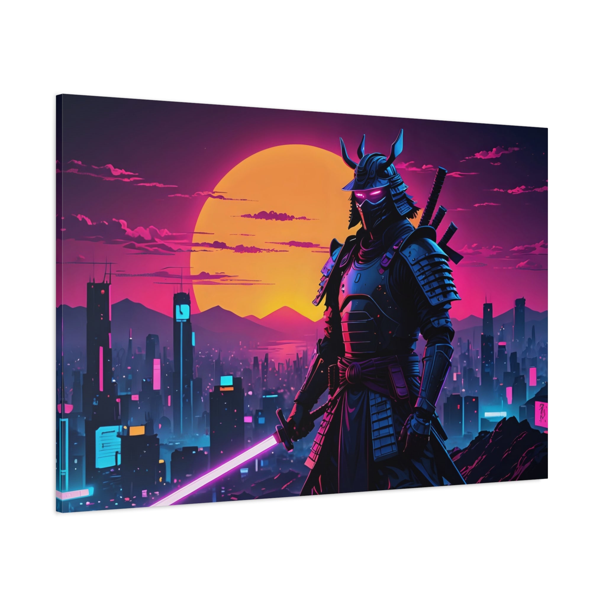 canvas-print-samurai-retrowave-synthawave-wall-art-poster-gift-for-anime-fans-home-decor-japanese-art-retro-aesthetic-dorm-ro