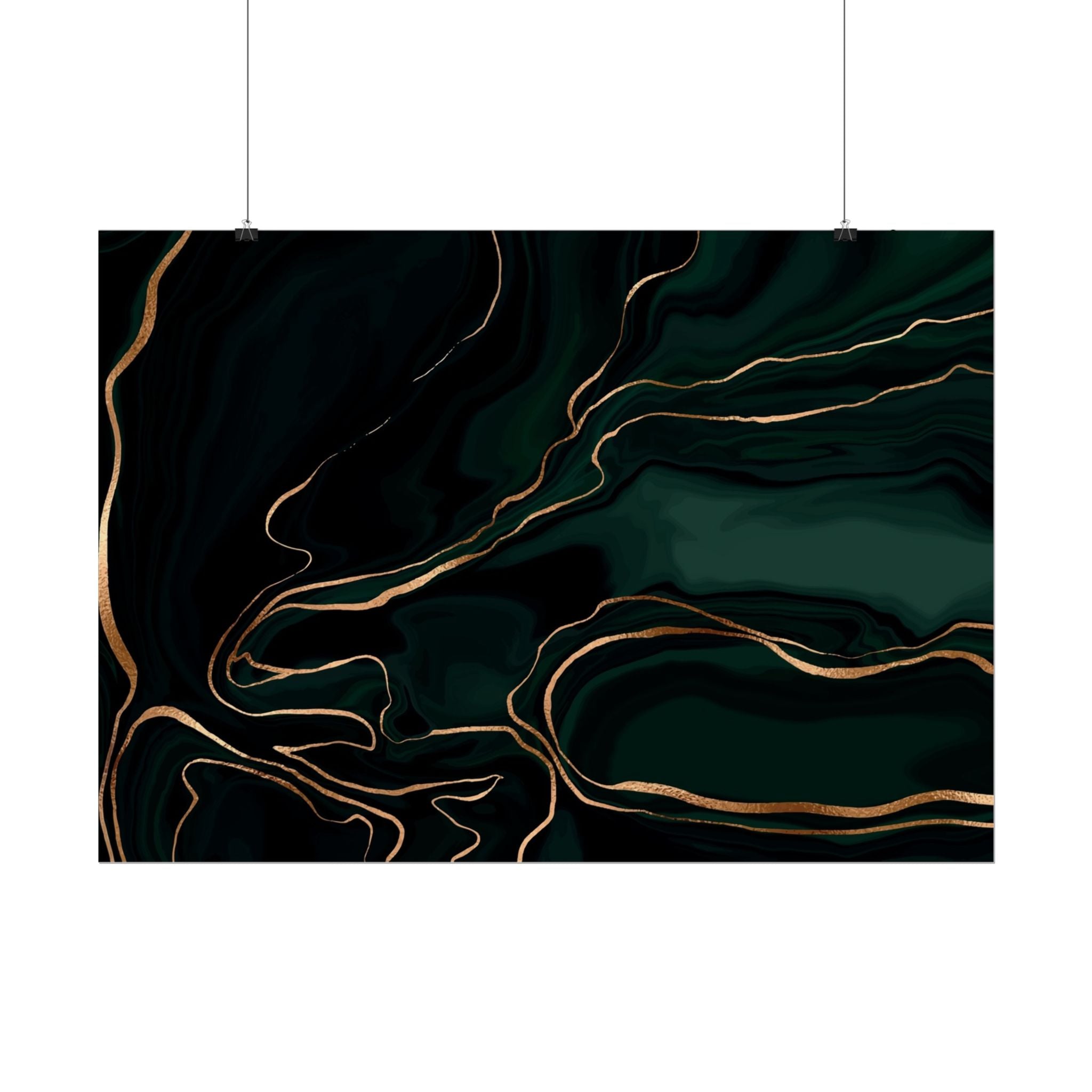 Abstract Green Gold Poster Print - Wall Art, Home Decor, Office Decor, Green Canvas Bedroom, Modern Art, Green Print