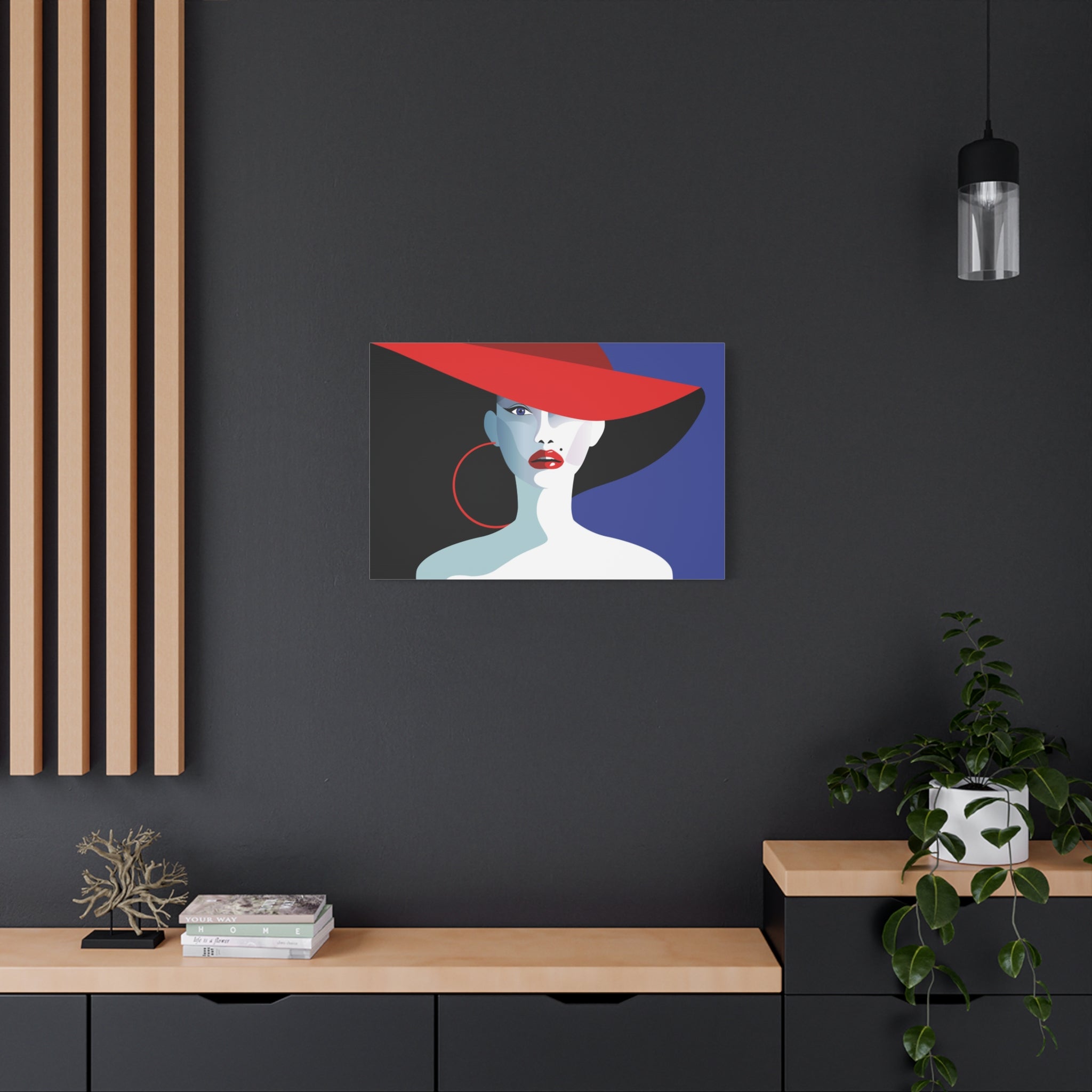 canvas-print-wall-decor-woman-hat-style-lips-art-matte-canvas-stretched-home-decor-room-decor-art-poster-fashion-art-gift