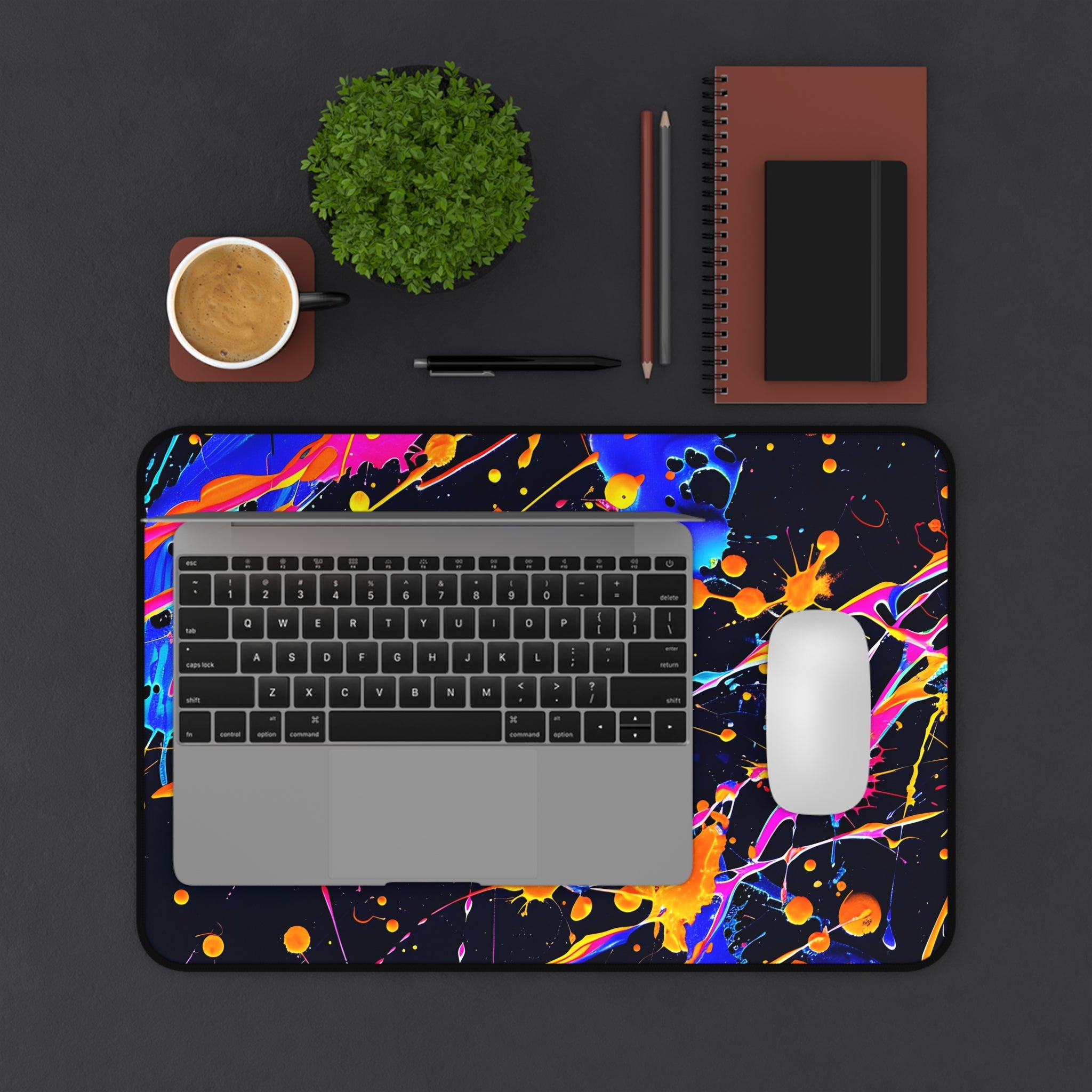 neon-abstract-paint-splatter-desk-mat-yellow-blue-large-gaming-mouse-pad-colorful-work-from-home-desk-accessory-desk-blotter