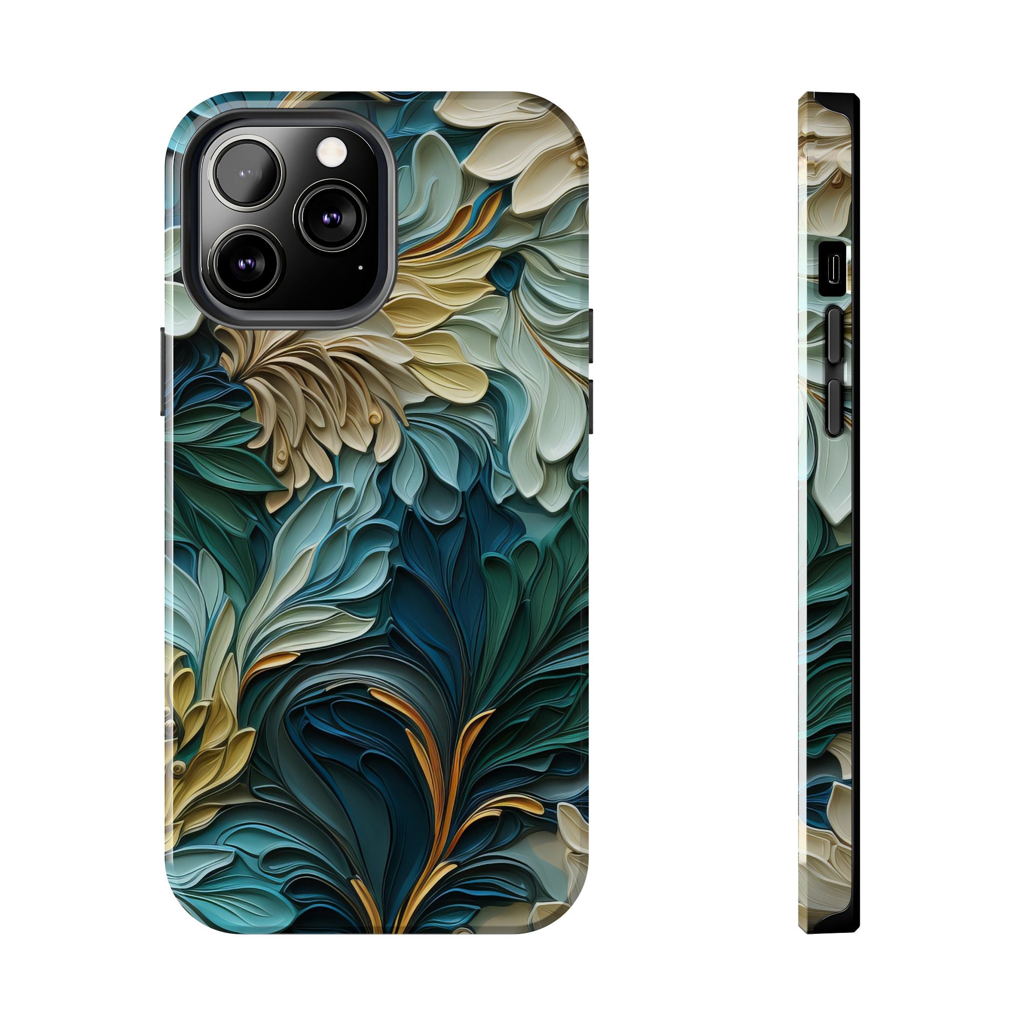 textured-art-nouveau-floral-tough-phone-case-cottagecore-iphone-case-unique-floral-phone-cover-vintage-style-iphone-case-prot