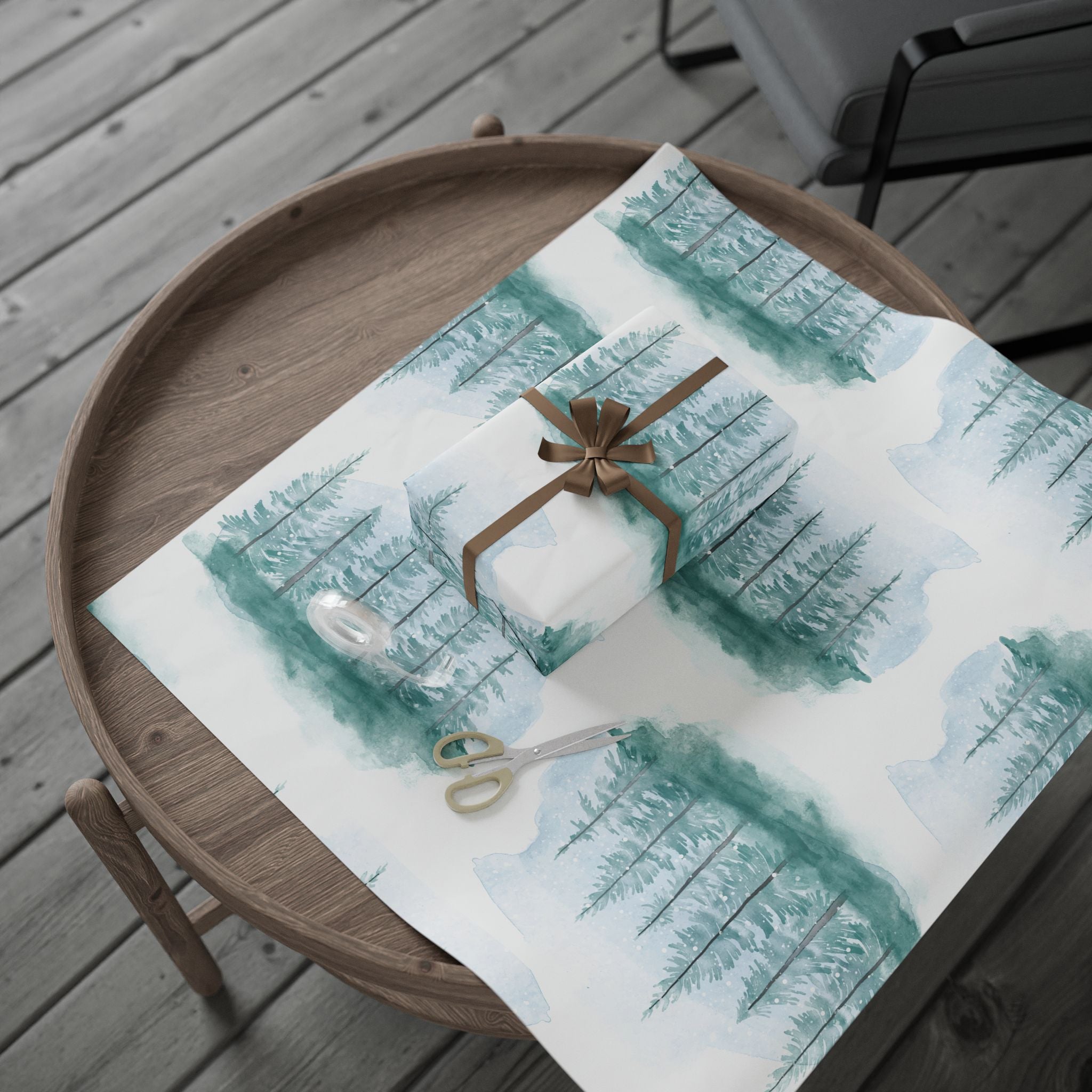 forest-pine-wrapping-paper-winter-holiday-gift-wrap-green-christmas-paper-festive-xmas-present-packaging-nature-theme-eco-fri