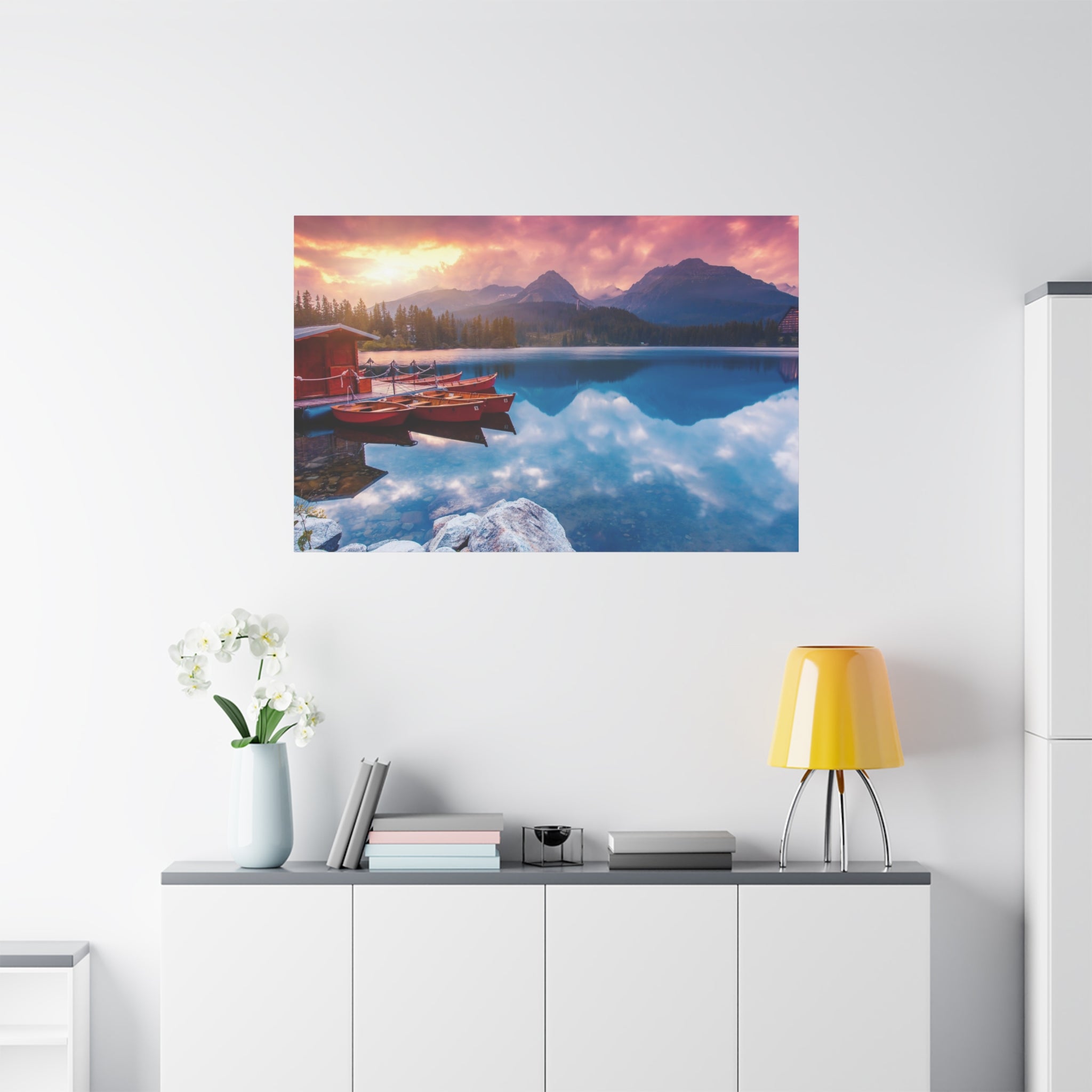 canvas-print-nature-sunrise-wall-art-lake-mountain-scenery-decor-stretched-matte-canvas-mountain-decor-home-decor-nature-wall