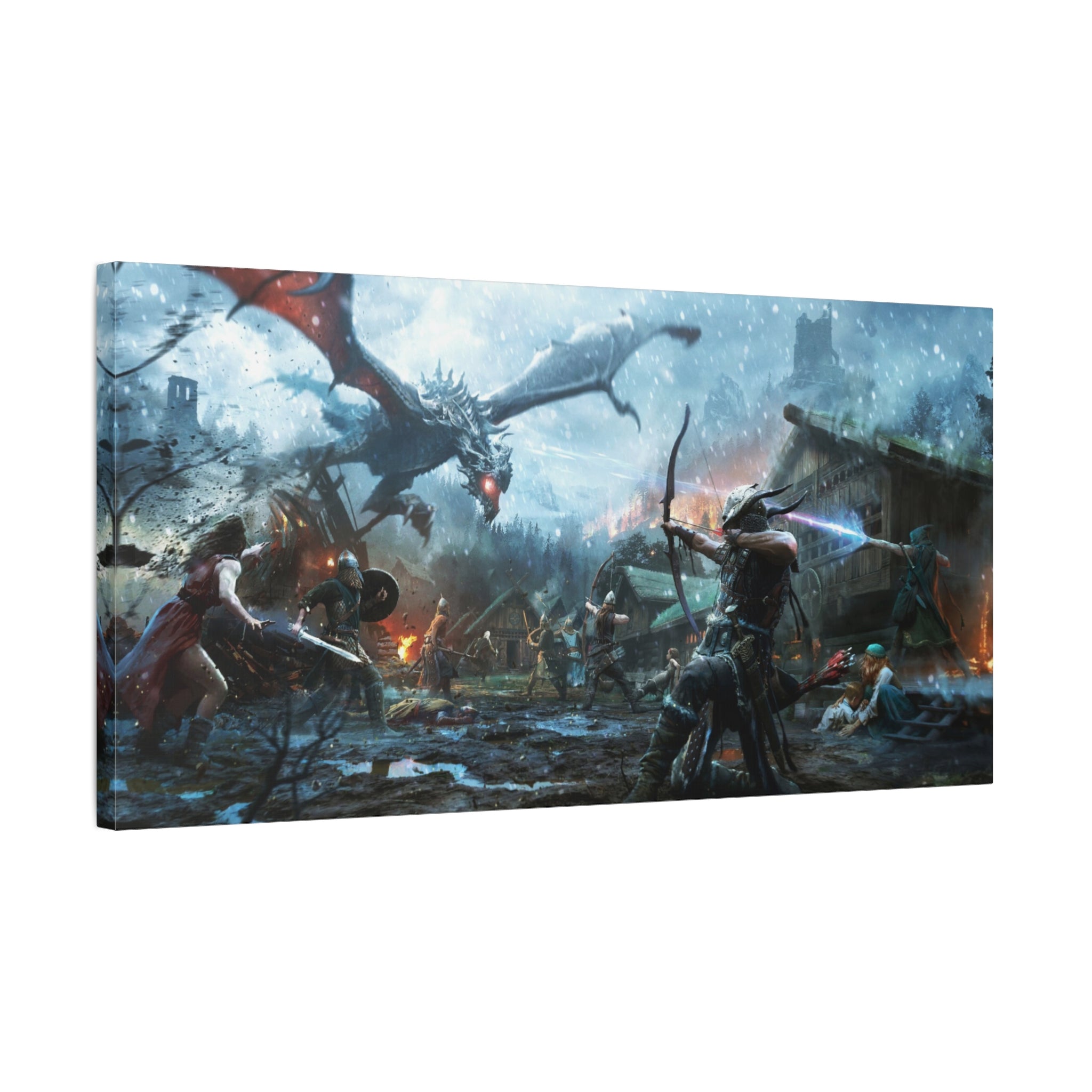 The Elder Scrolls Skyrim Canvas Wall Art - Dragon Game Canvas Print Room Decor, Gaming Wall Art, Skyrim Gift