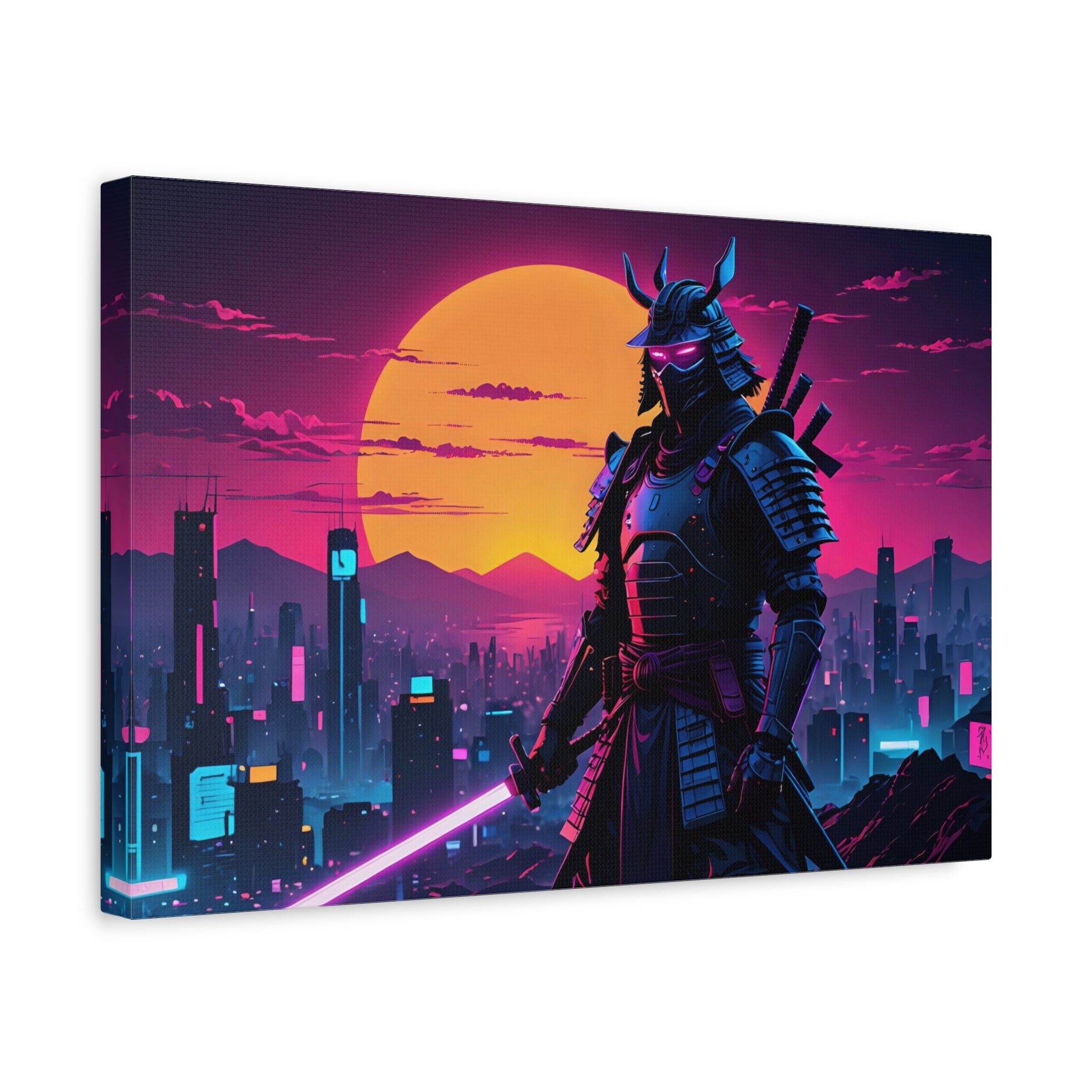 canvas-print-samurai-retrowave-synthawave-wall-art-poster-gift-for-anime-fans-home-decor-japanese-art-retro-aesthetic-dorm-ro