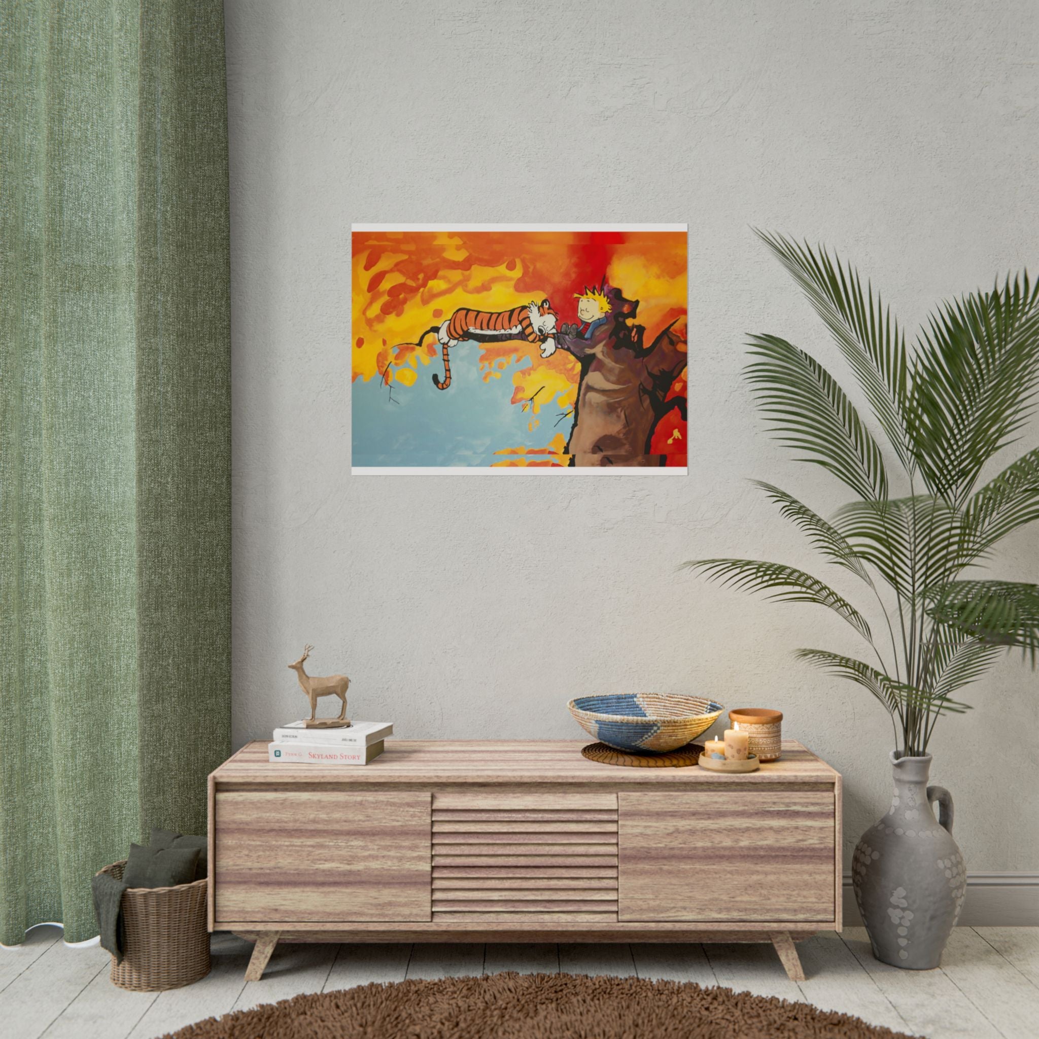 Calvin and Hobbes Art Poster - Nostalgic Cartoon Wall Decor - Unique Birthday Gift for Fans - Timeless Comic Book Design