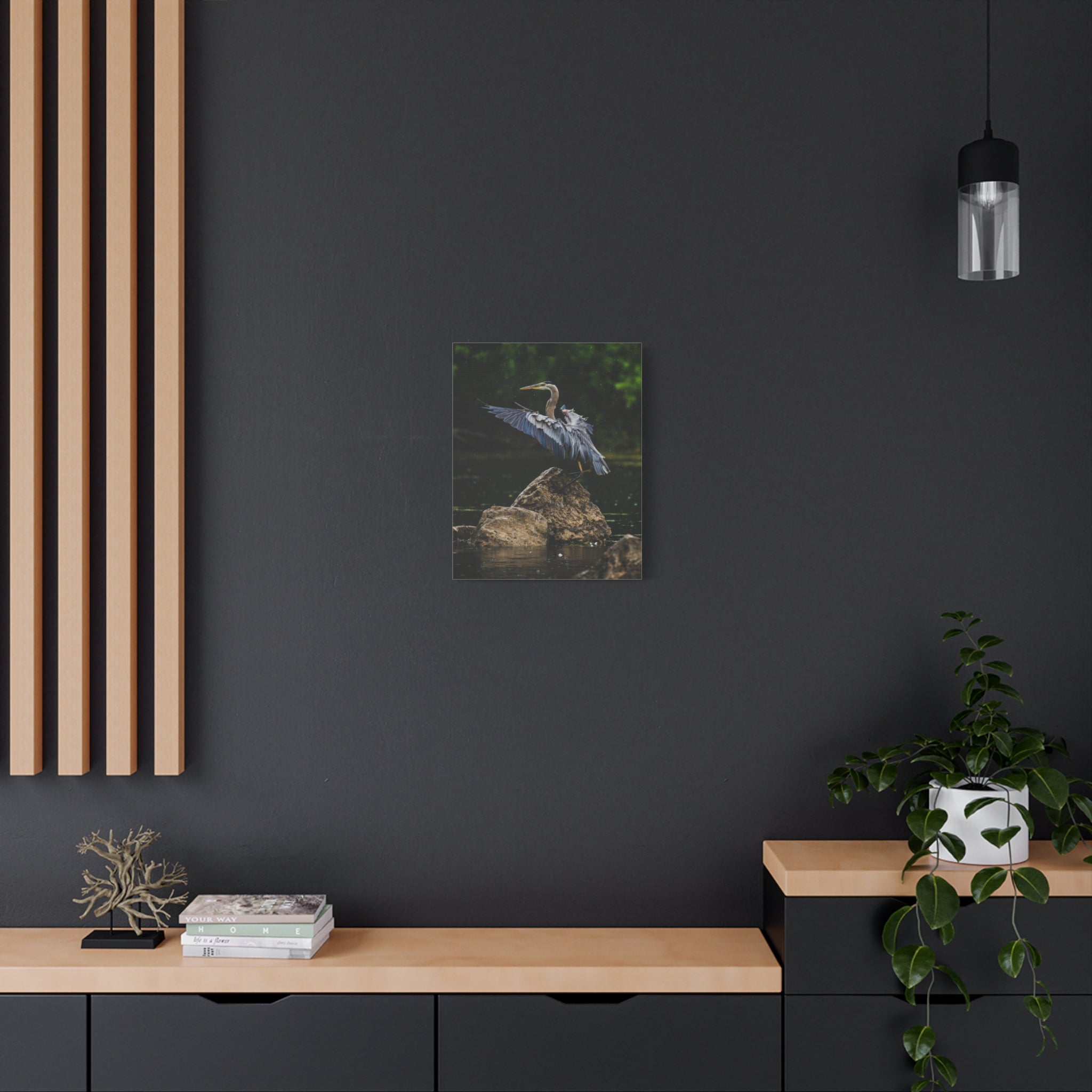canvas-print-wall-art-great-blue-heron-matte-canvas-stretched-home-decor-bird-lover-gift-nature-wall-hanging-wildlife