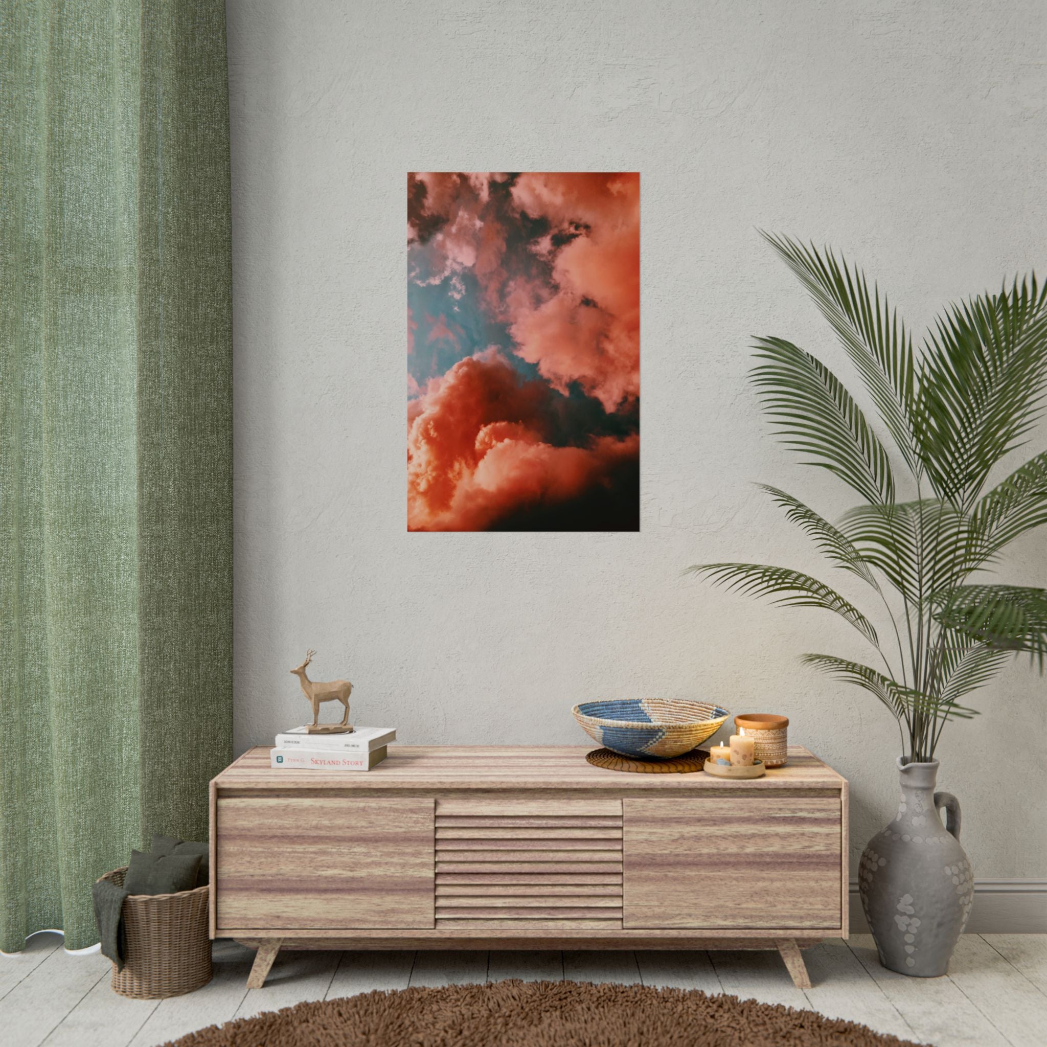 pinkish-cloud-sunset-poster-print-pink-wall-art-sunset-artwork-home-wall-decor-room-decoration-wall-hanging