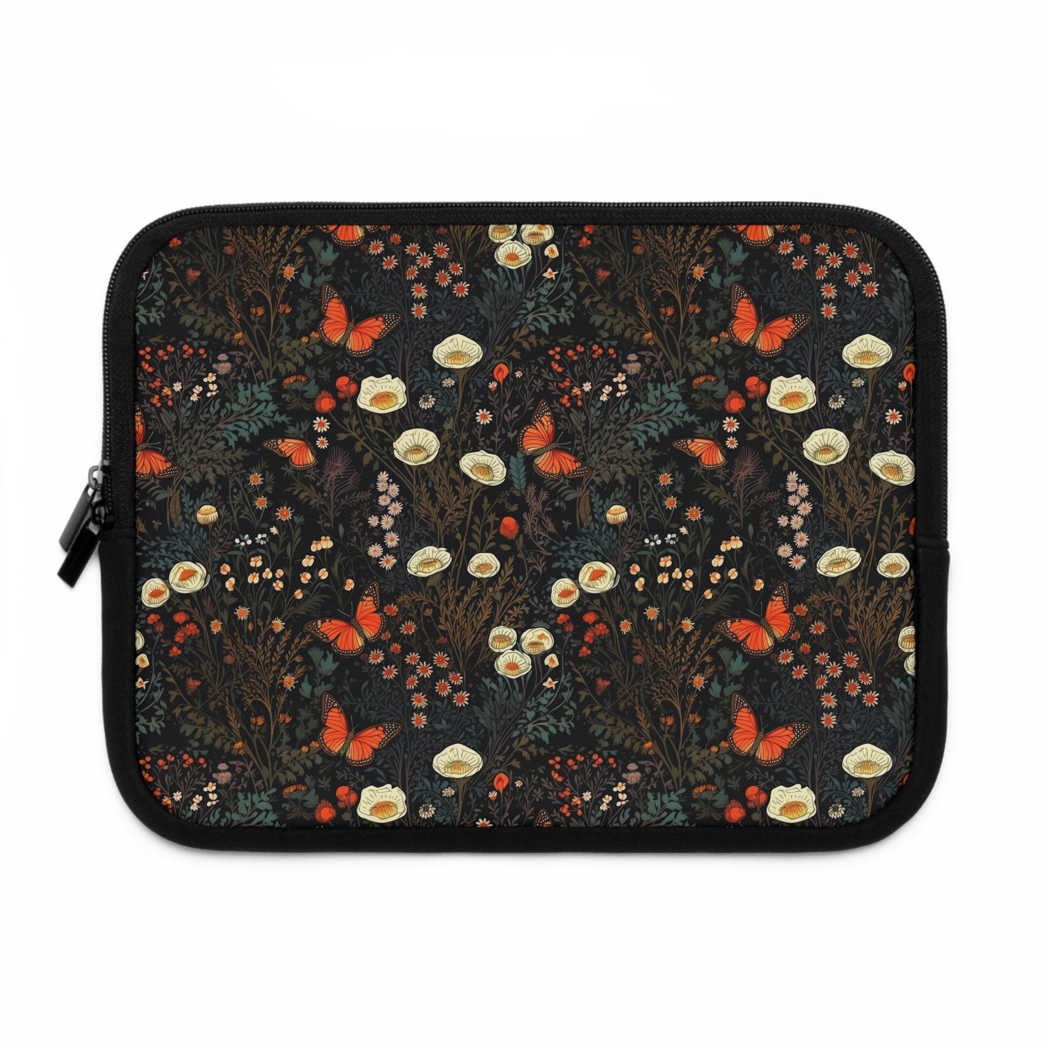 laptop-sleeve-cottagecore-dark-flowers-orange-butterfly-macbook-air-sleeve-floral-computer-bag-tech-case-tablet-cover-laptop