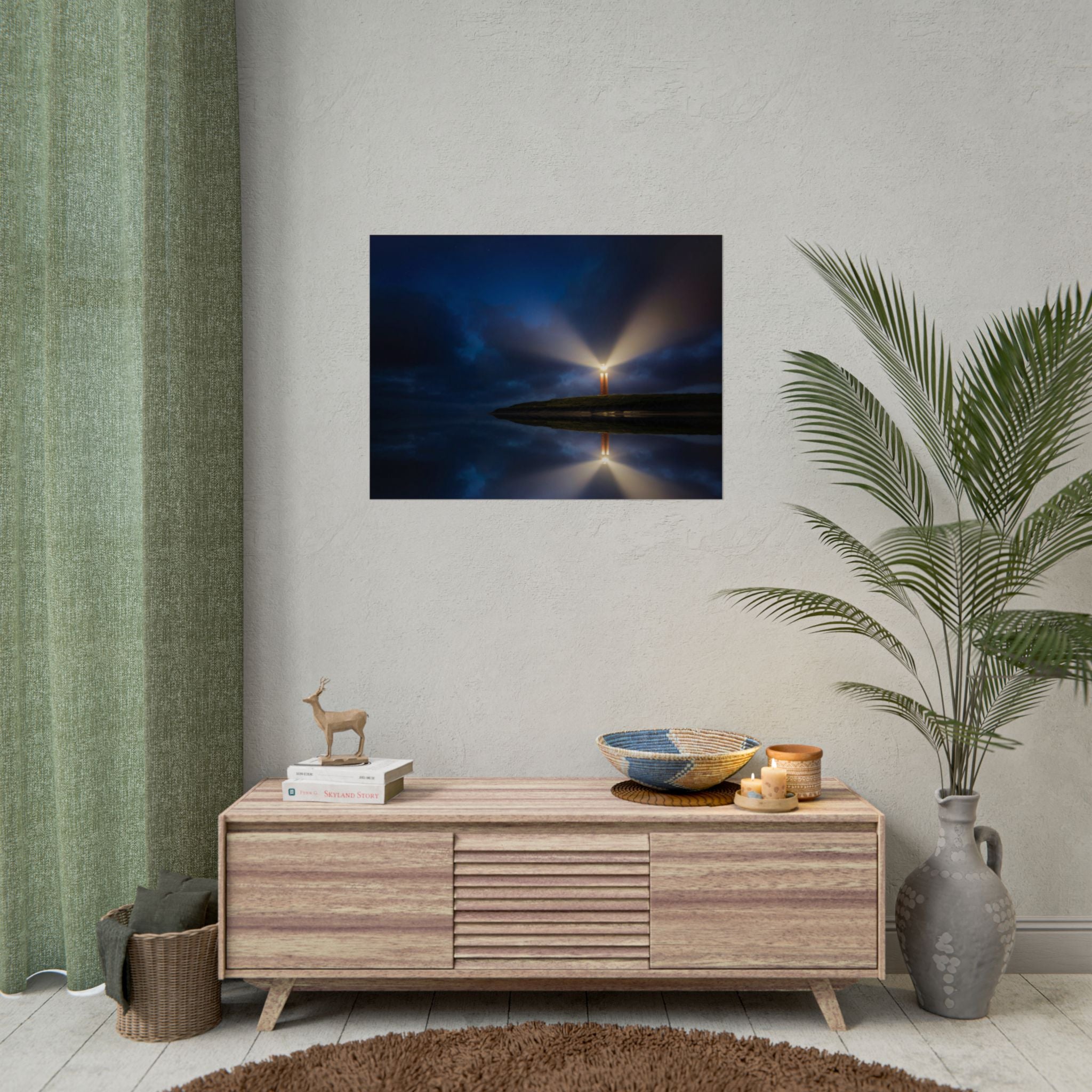 lighthouse-on-rock-poster-wall-art-coastal-wall-decor-nautical-decor-beach-house-decoration-seaside-wall