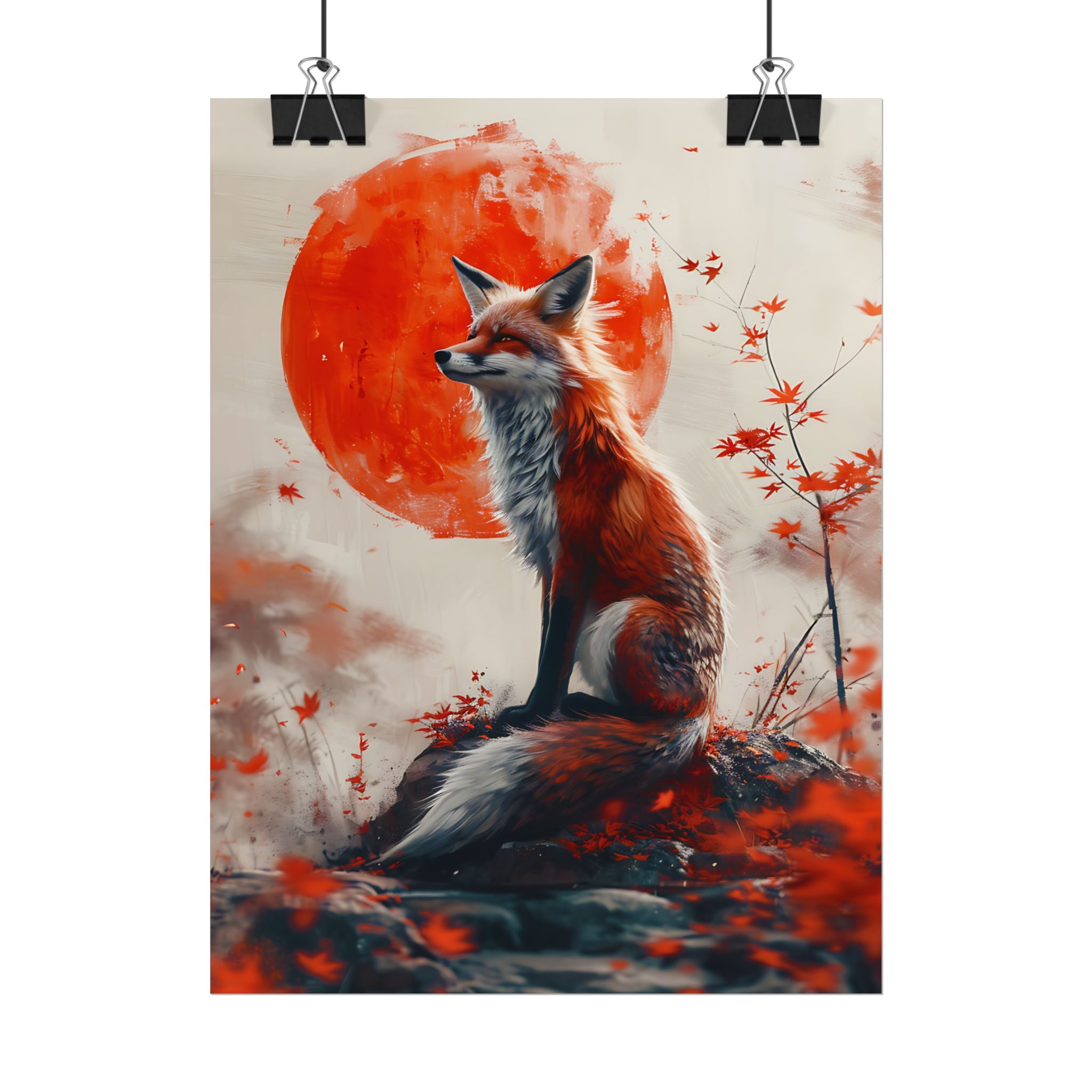 red-fox-poster-print-fantasy-decor-wildlife-wall-art-red-sun-home-decor-animal-lover-gift-nature-print-fantasy-art-decor