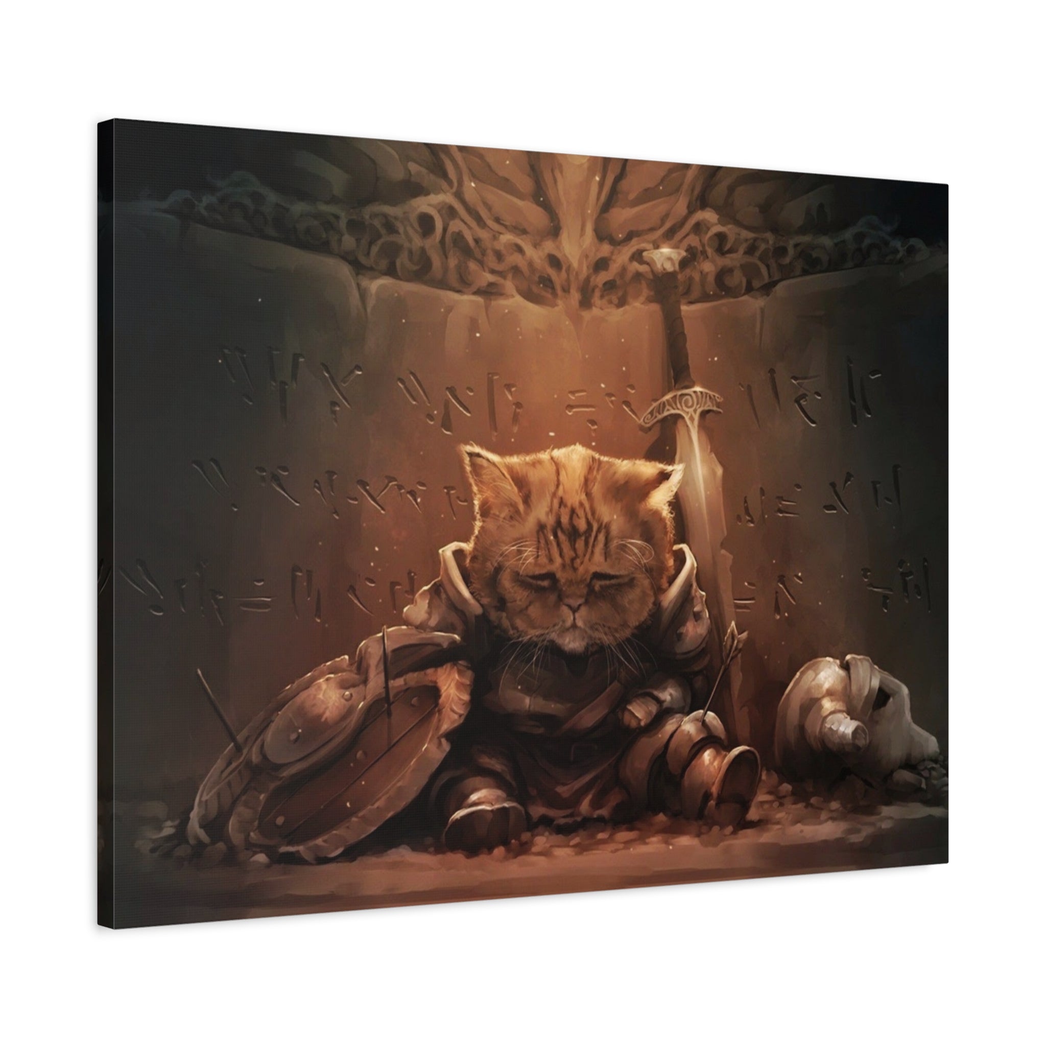 The Elder Scrolls Skyrim Canvas Wall Art - Cat Game Canvas Print Room Decor, Dragon Gaming Wall Art, Skyrim Gift