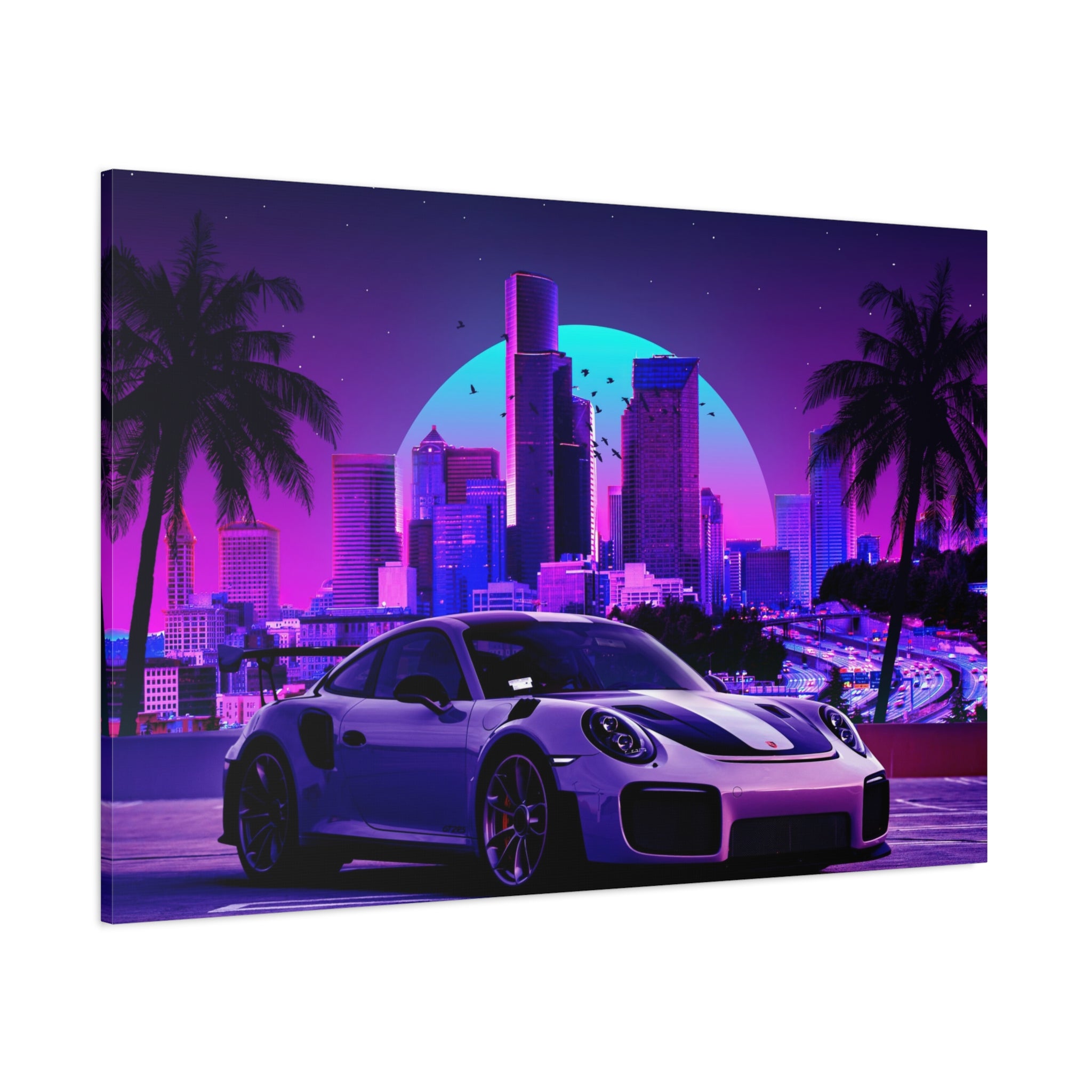 canvas-print-porsche-gt2-neon-retro-cityscape-cyberpunk-vaporwave-home-decor-wall-art-stretched-matte-canvas-canvas-wall-art