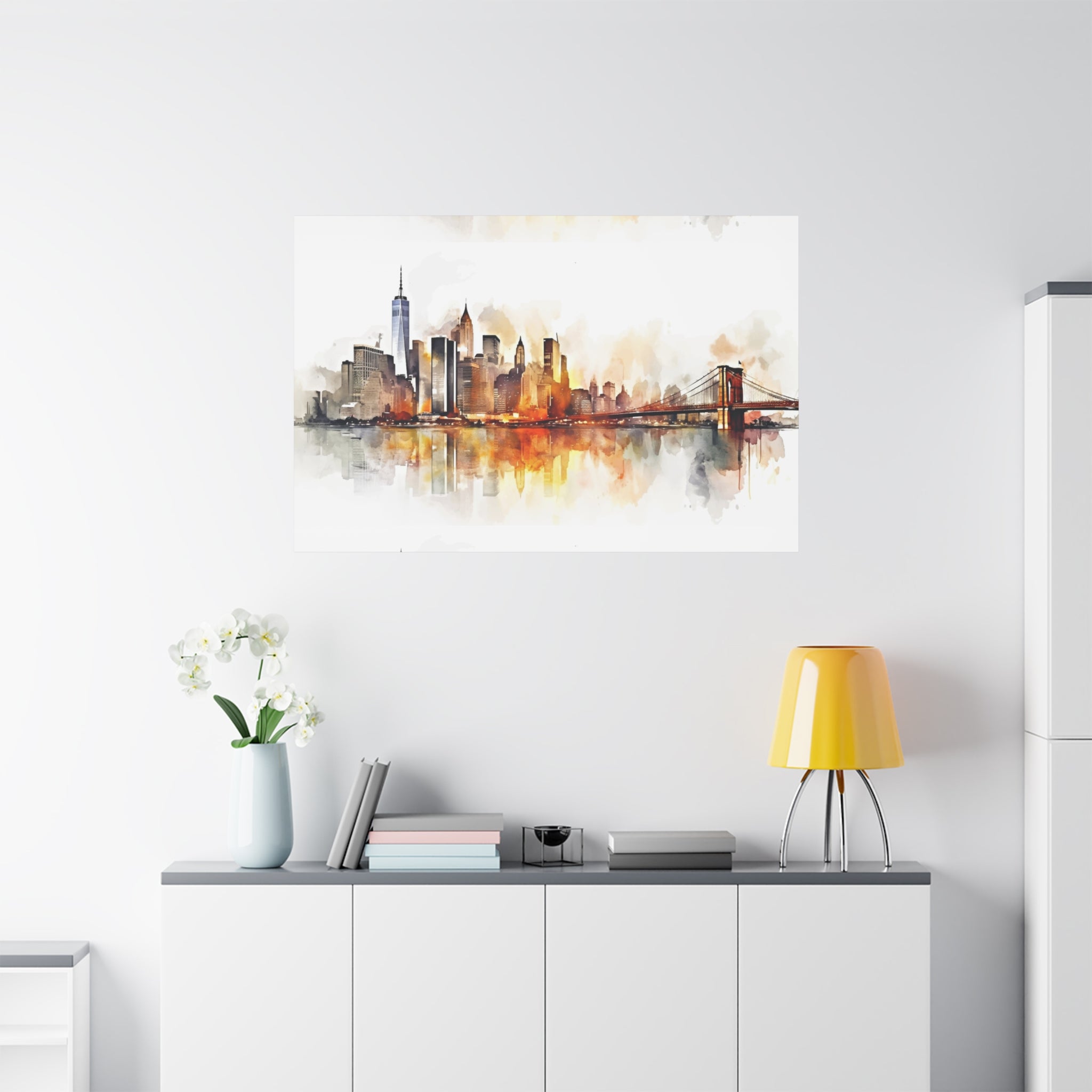canvas-wall-art-print-watercolor-new-york-city-cityscape-home-decor-matte-stretched-alternative-nyc-wall-decor-urban-landscap