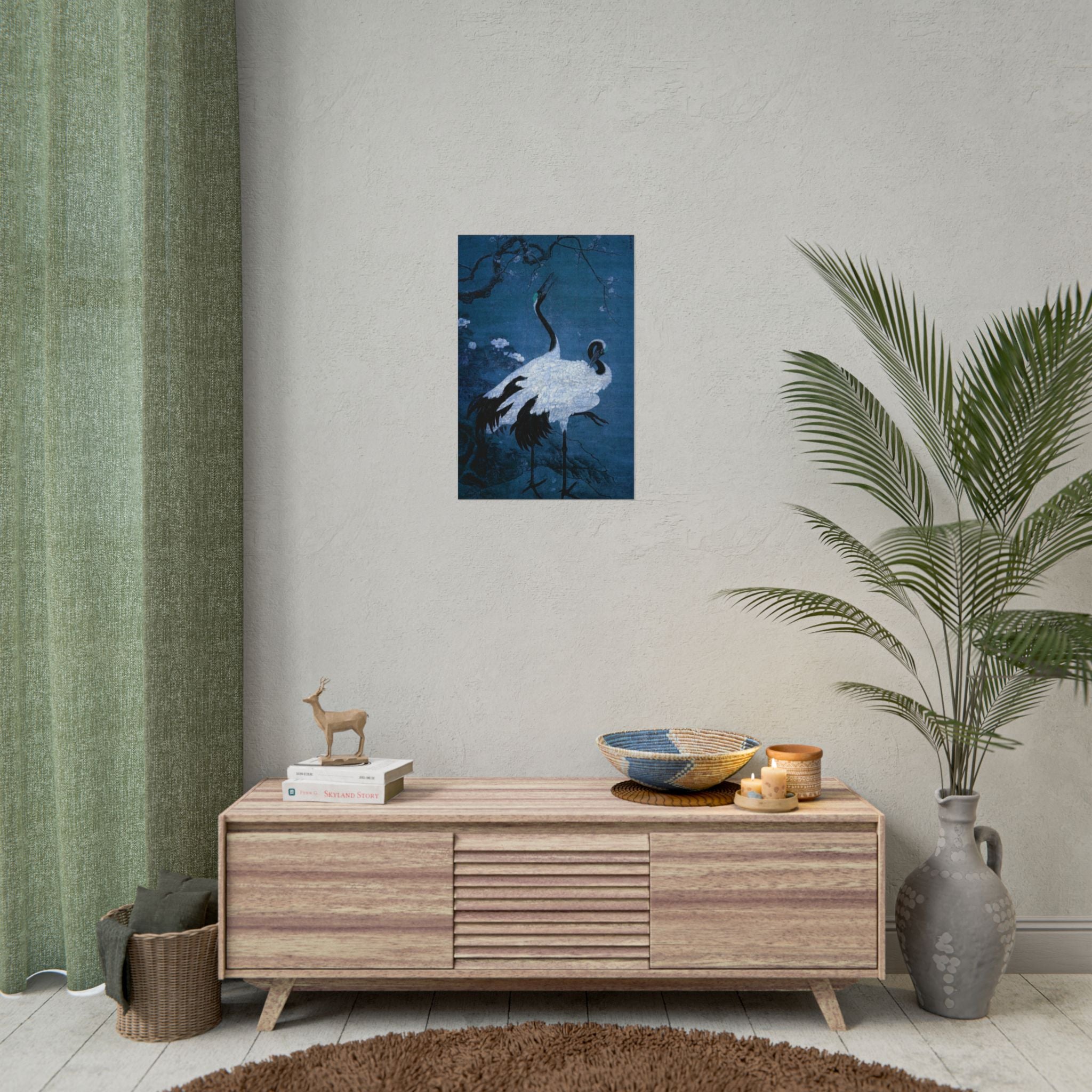 snow-plum-twin-cranes-painting-poster-wall-art-home-decor-nature-print-japanese-art-gift-cranes-wall-decor-cranes-poster-prin