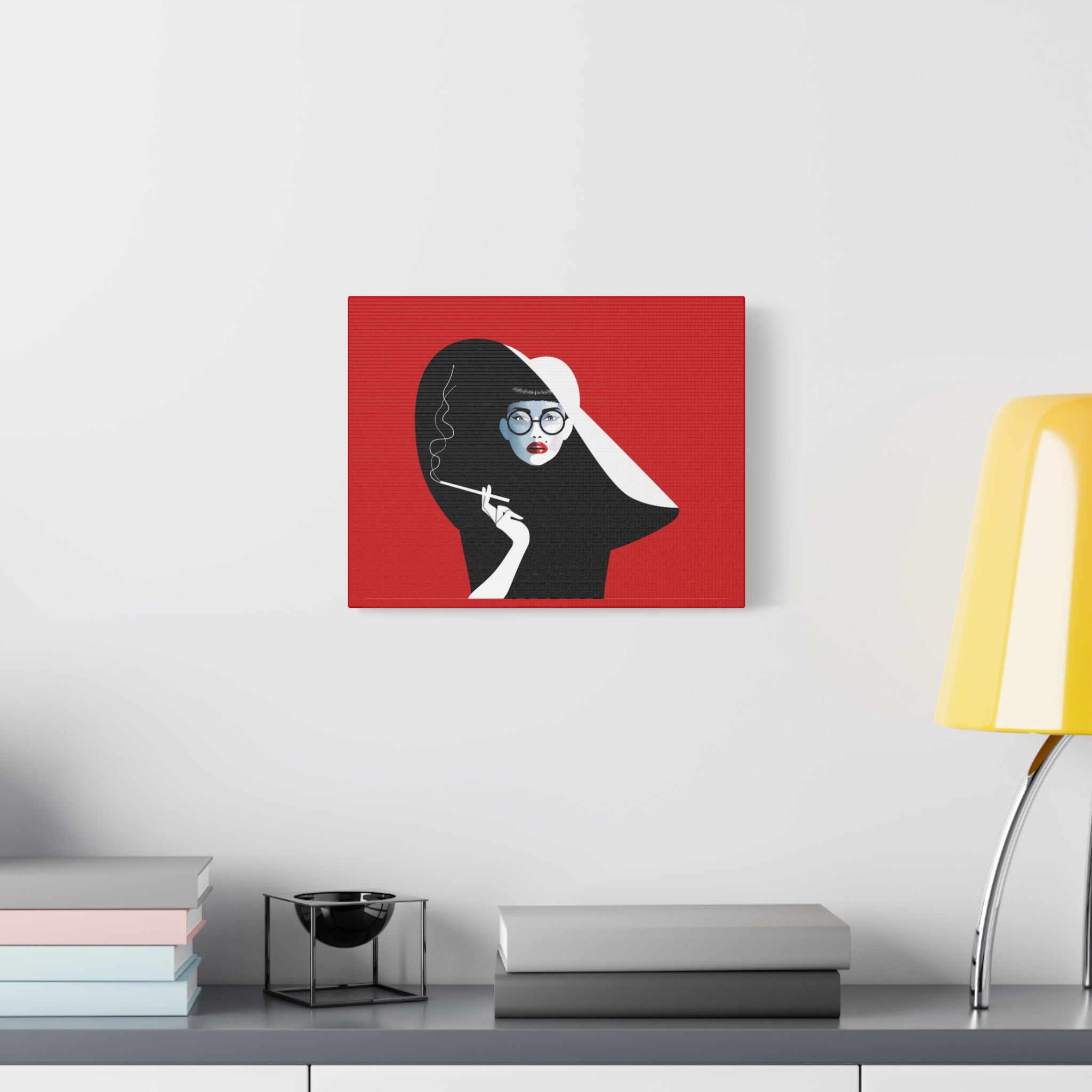 canvas-print-woman-smoking-cigarettes-wall-decor-woman-with-a-hat-style-stretched-matte-canvas-home-decor-living-room