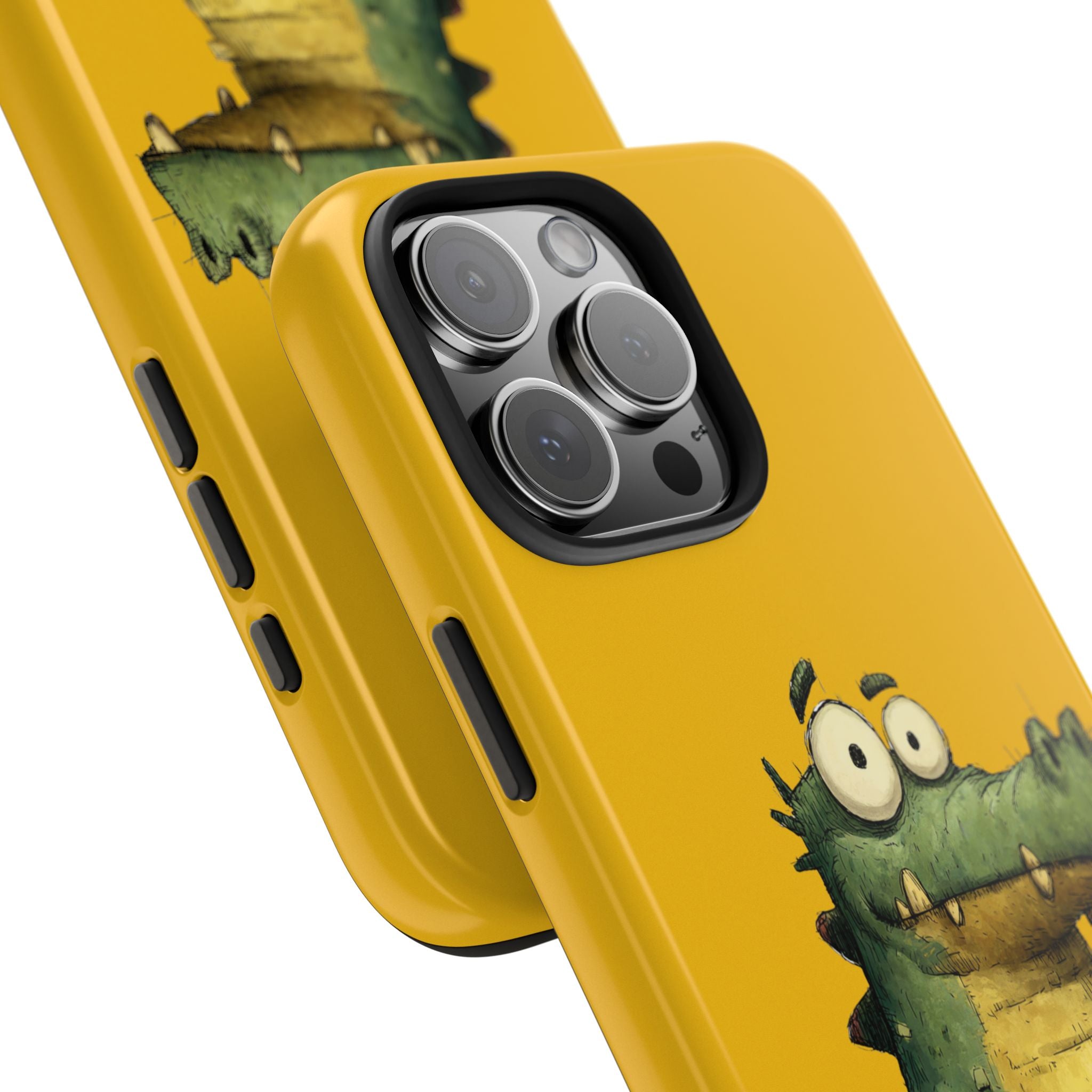 Quirky Funny Alligator iPhone Tough Case - Kawaii Animal Phone Cover - Crocodile Protective Phone Cover - Yellow iPhone Case