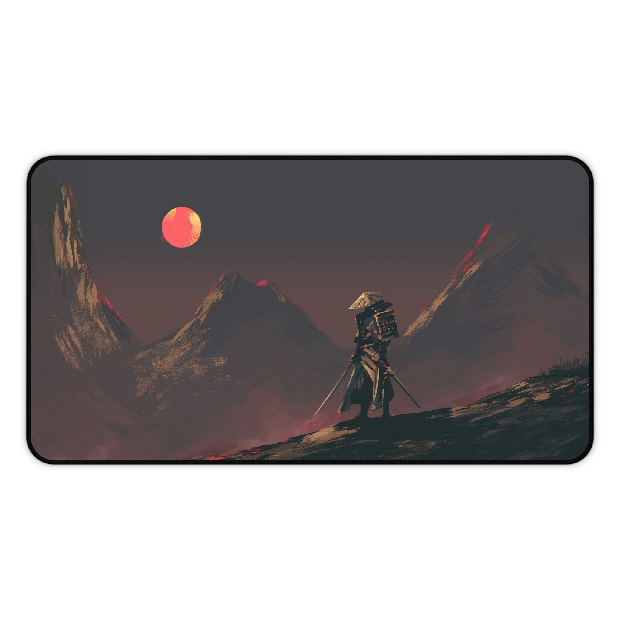 fantasy-samurai-warrior-red-sun-mouse-pad-japanese-katana-samurai-warrior-with-armor-desk-mat-japanese-anime-samurai-desk-pad