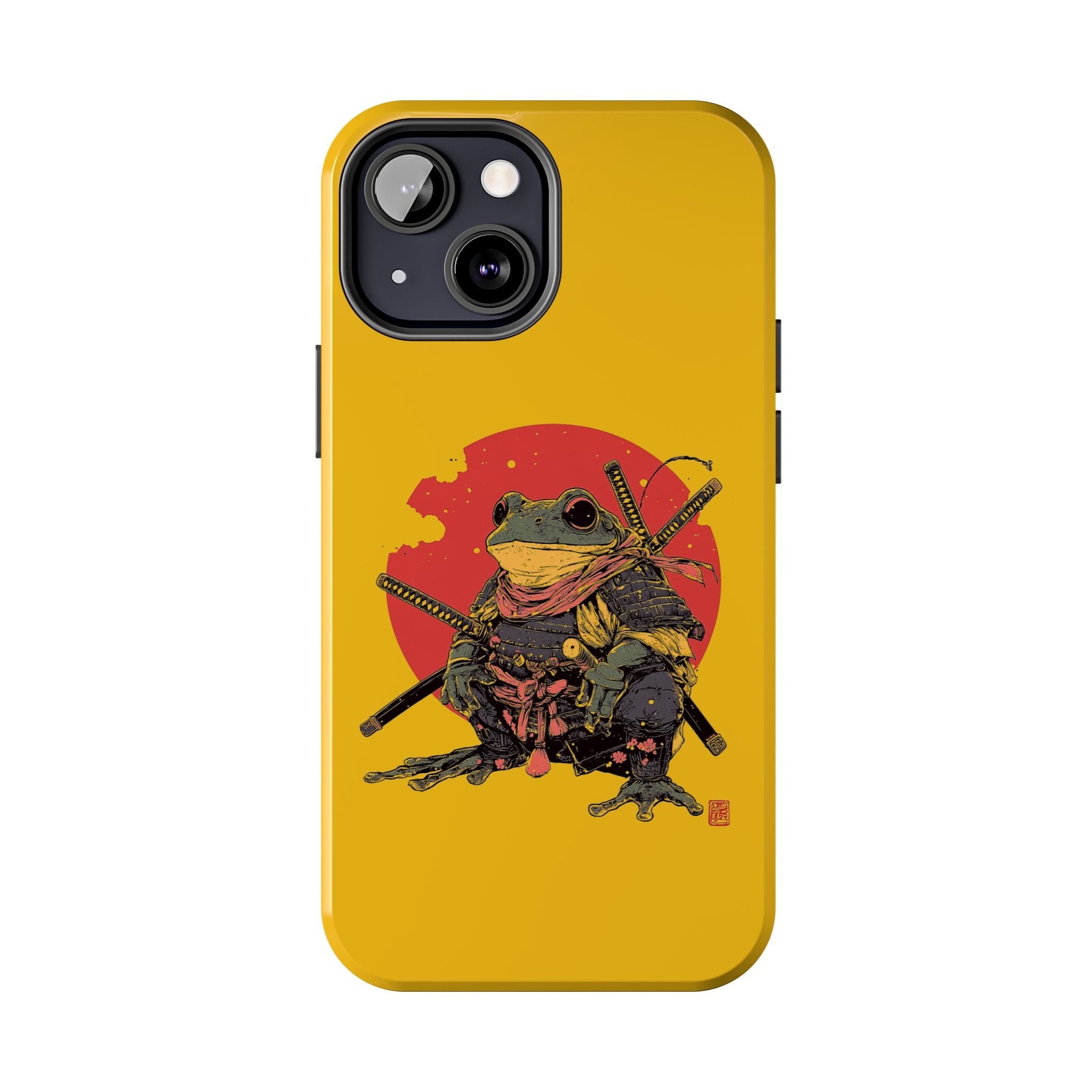 retro-vintage-ninja-frog-iphone-tough-case-red-sun-japanese-samurai-frog-design-ninja-warrior-yellow-iphone-hard-cover