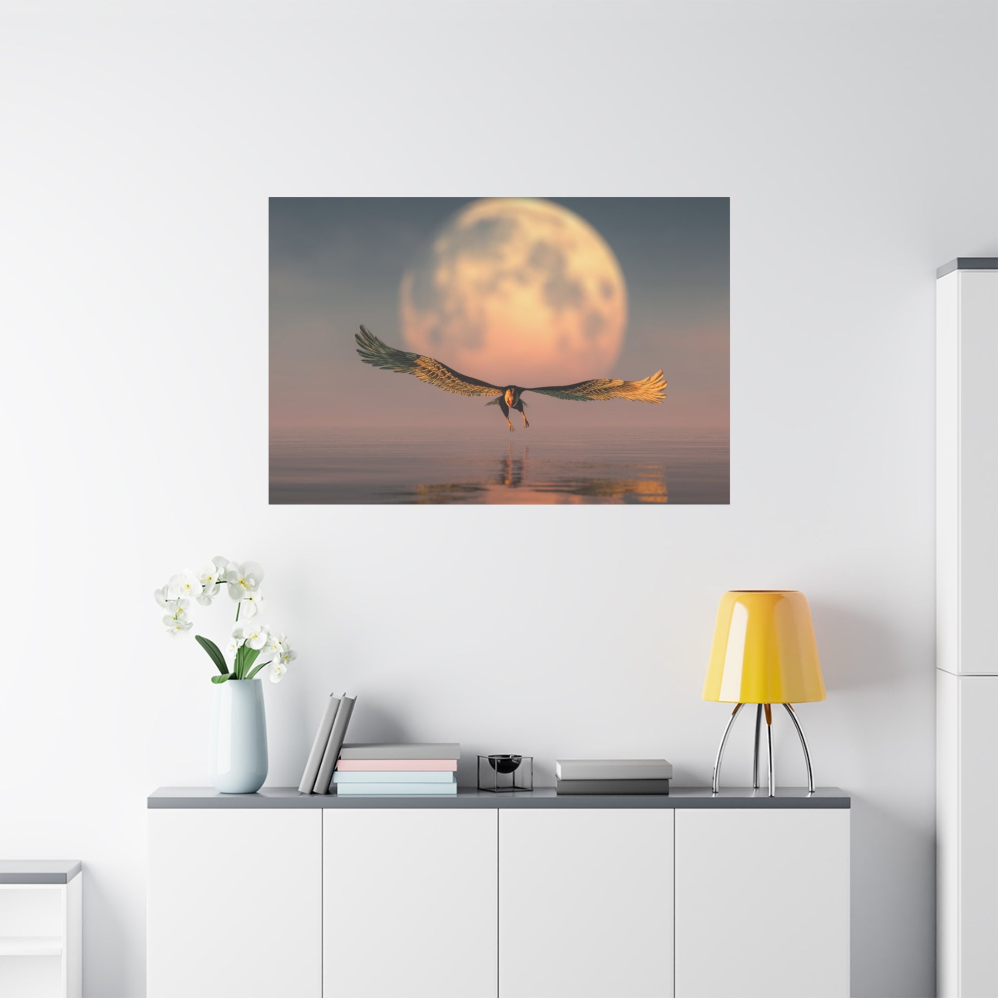 canvas-print-eagle-moon-illustration-living-room-wall-decor-stretched-matte-canvas-art-home-decor-wildlife-painting-wall-hang