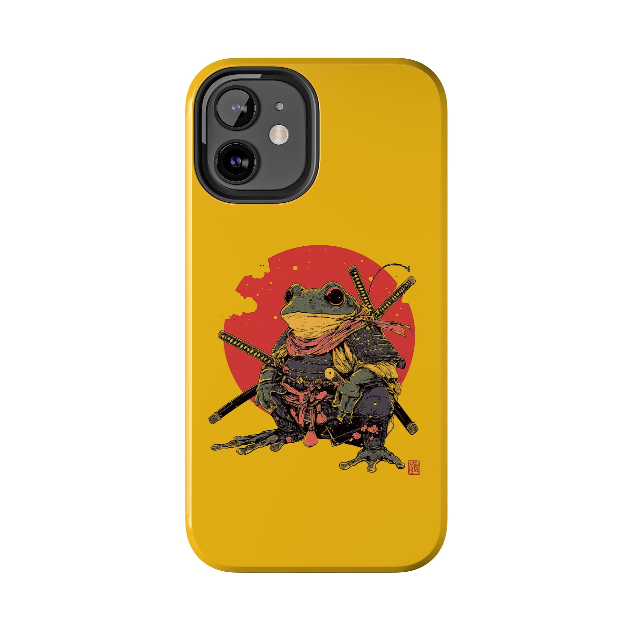 retro-vintage-ninja-frog-iphone-tough-case-red-sun-japanese-samurai-frog-design-ninja-warrior-yellow-iphone-hard-cover