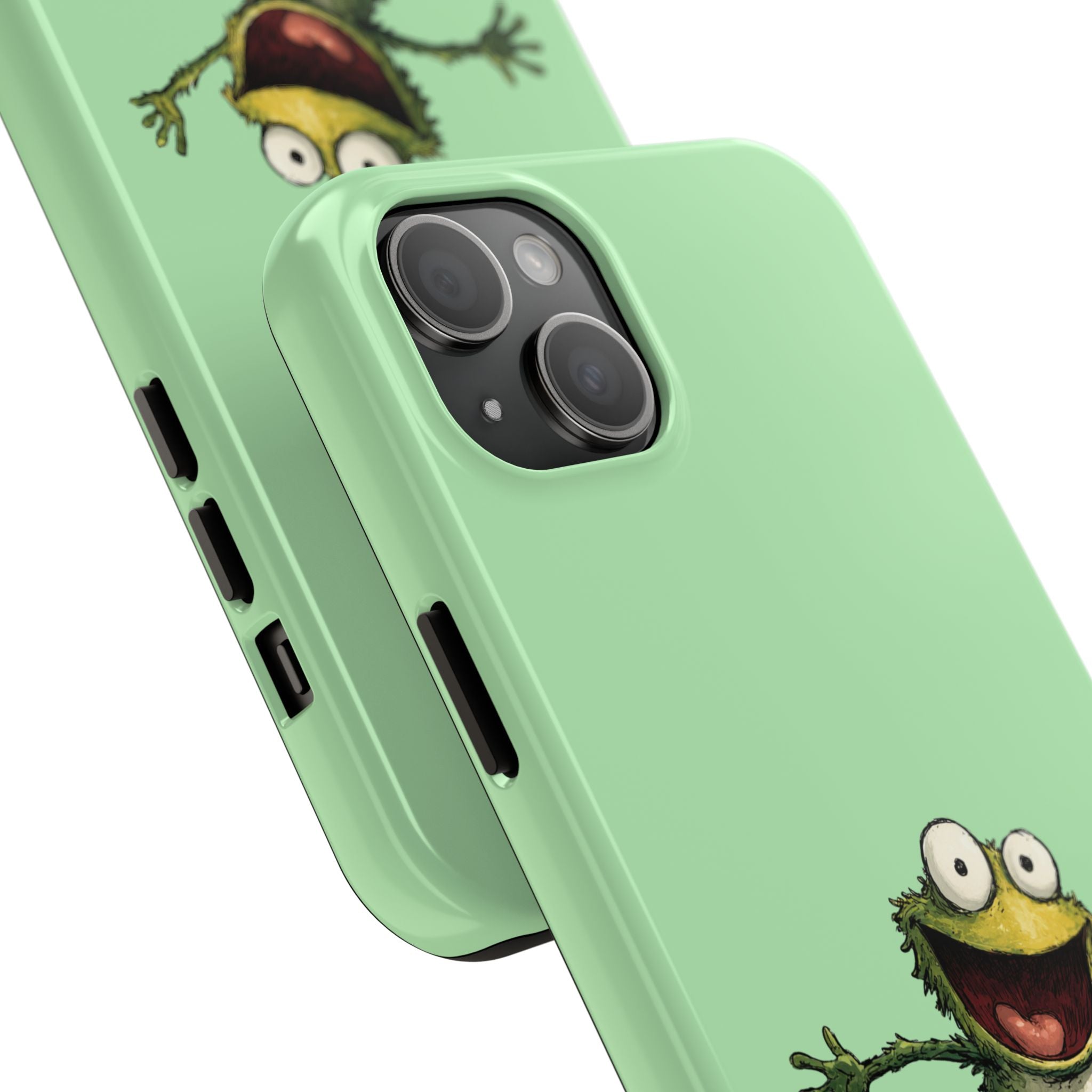 Quirky Funny Frog iPhone Tough Case - Kawaii Animal Phone Cover - Frog Protective Phone Cover - Green iPhone Case