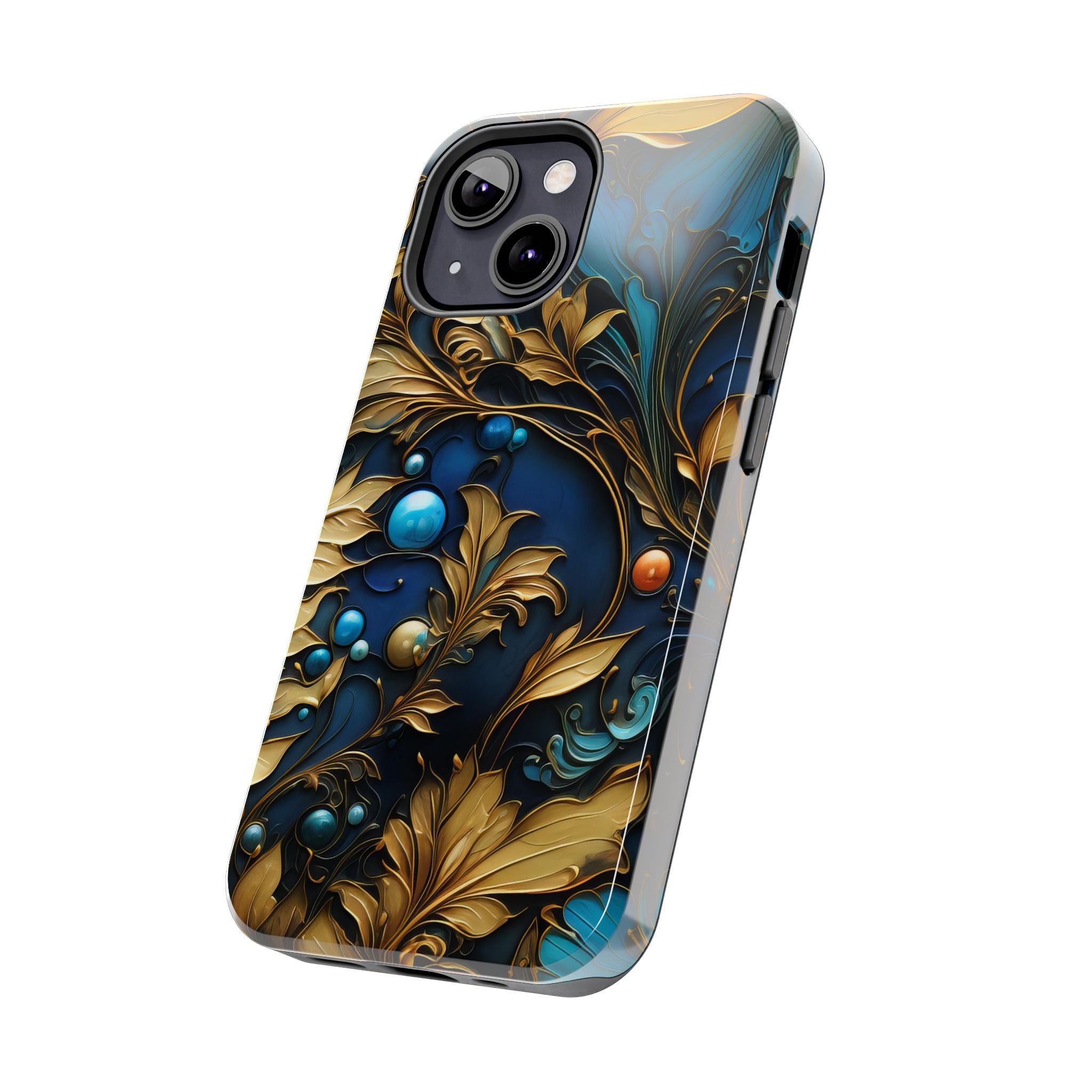 textured-art-nouveau-floral-tough-phone-case-cottagecore-iphone-case-unique-floral-phone-cover-vintage-style-iphone-case-prot