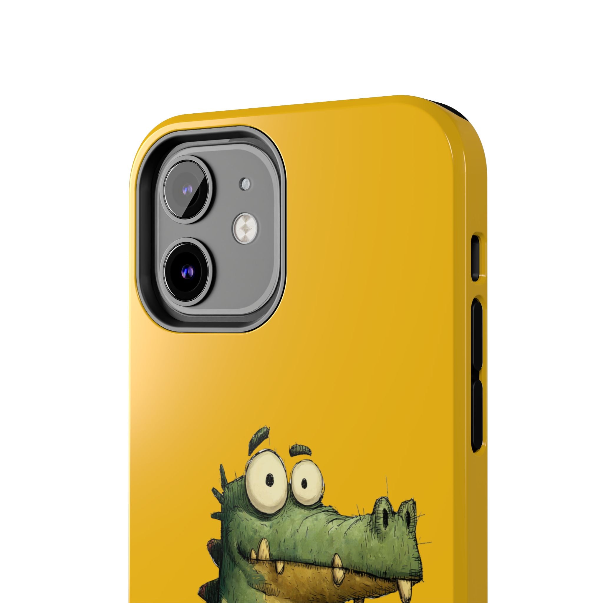Quirky Funny Alligator iPhone Tough Case - Kawaii Animal Phone Cover - Crocodile Protective Phone Cover - Yellow iPhone Case