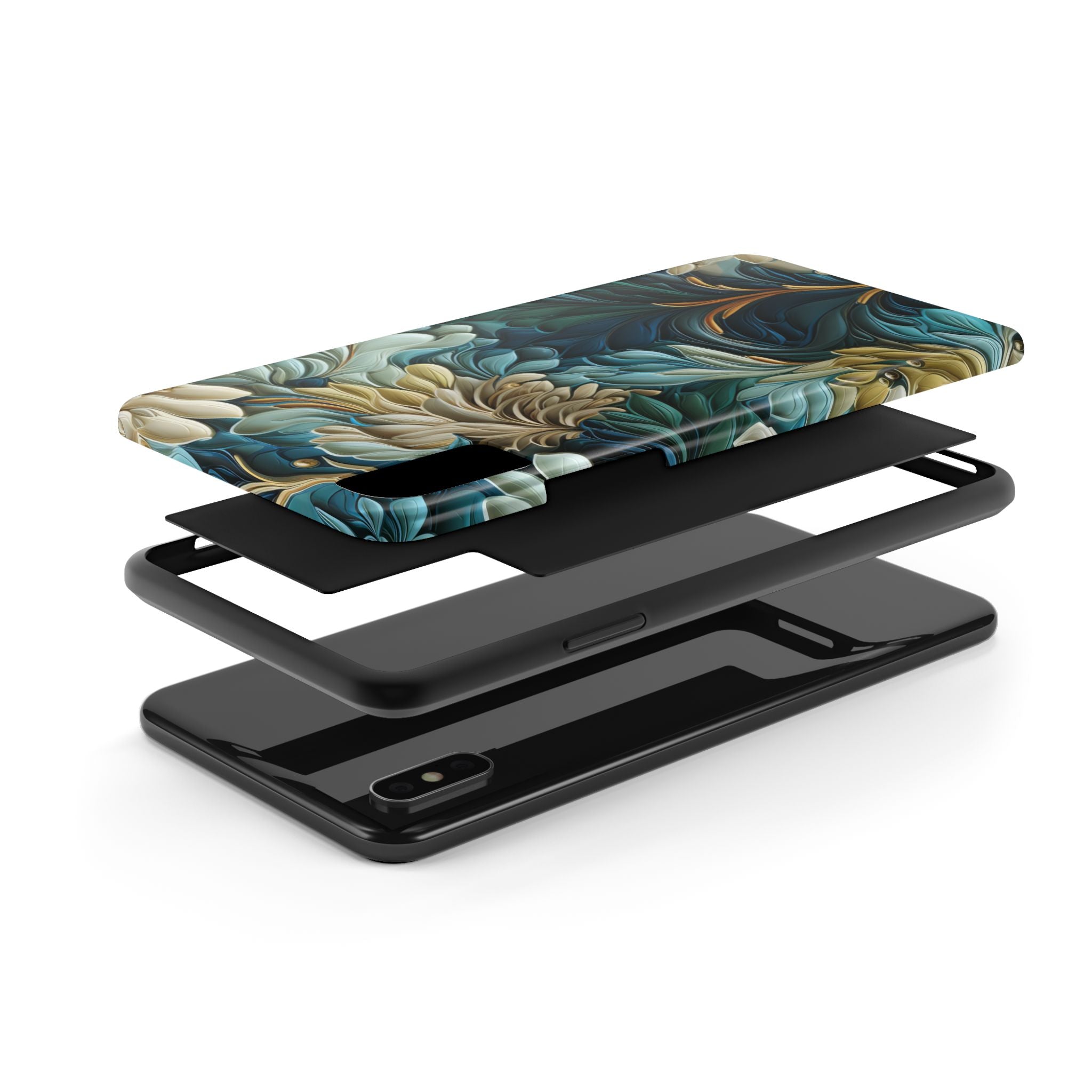 textured-art-nouveau-floral-tough-phone-case-cottagecore-iphone-case-unique-floral-phone-cover-vintage-style-iphone-case-prot
