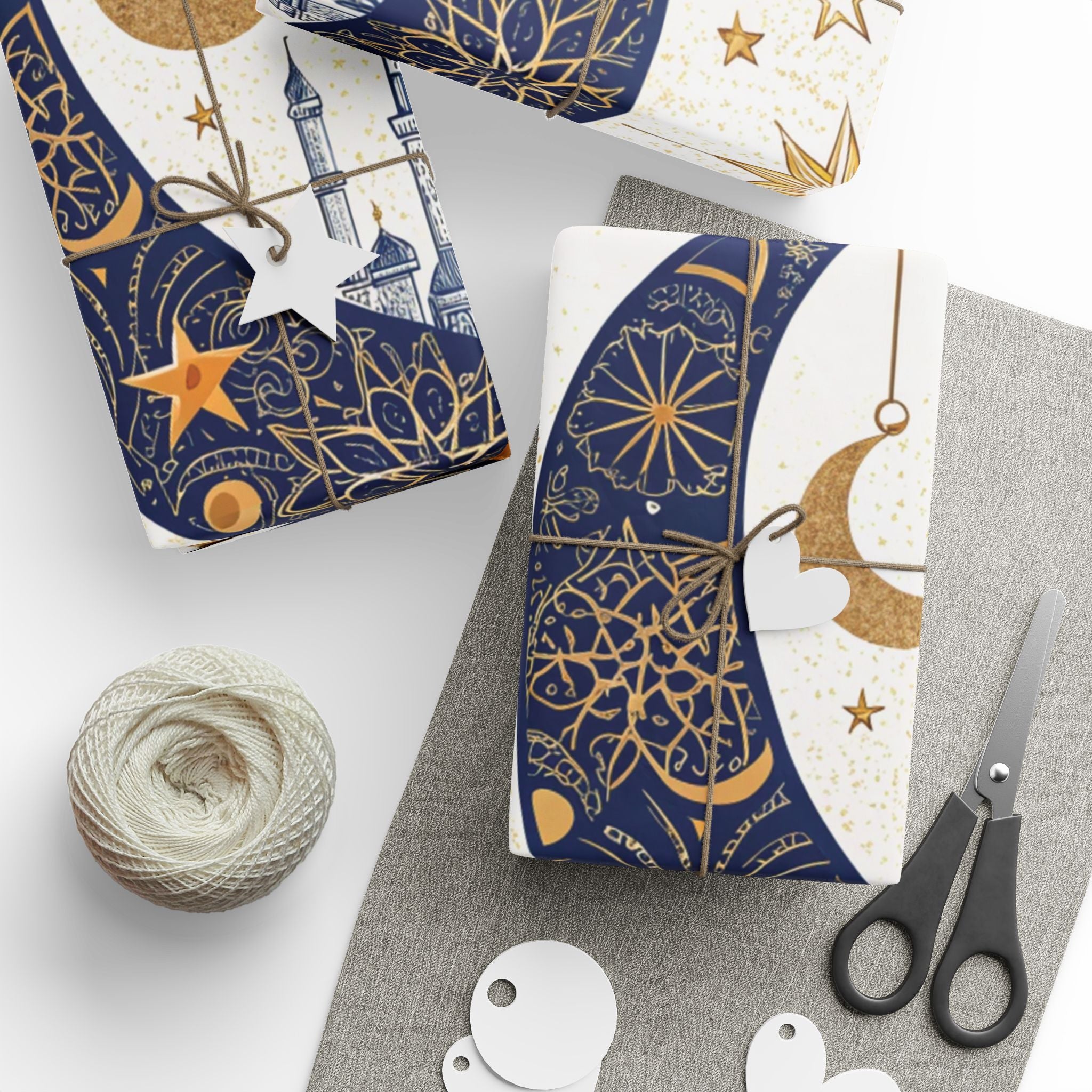 ramadan-night-wrapping-papers-islamic-crescent-moon-gift-wrap-mosque-silhouette-eid-holiday-supplies-festive-present-packagin
