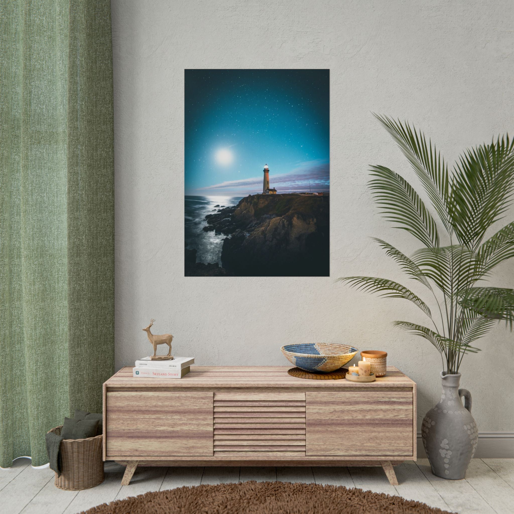 lighthouse-on-rock-poster-print-coastal-wall-art-nautical-wall-decor-beach-house-decoration-seaside-wall-ocean-wall-art