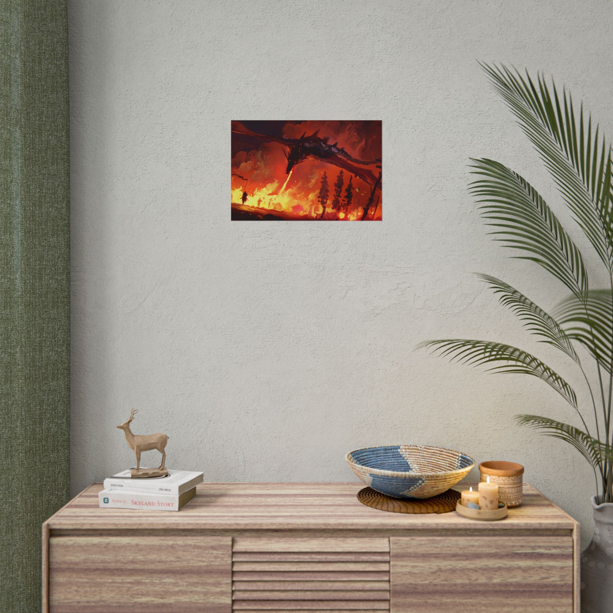 dragon-fire-rolled-poster-fantasy-art-print-mythical-creature-room-decor-dungeons-and-dragons-wall-art-magical-poster-print-m