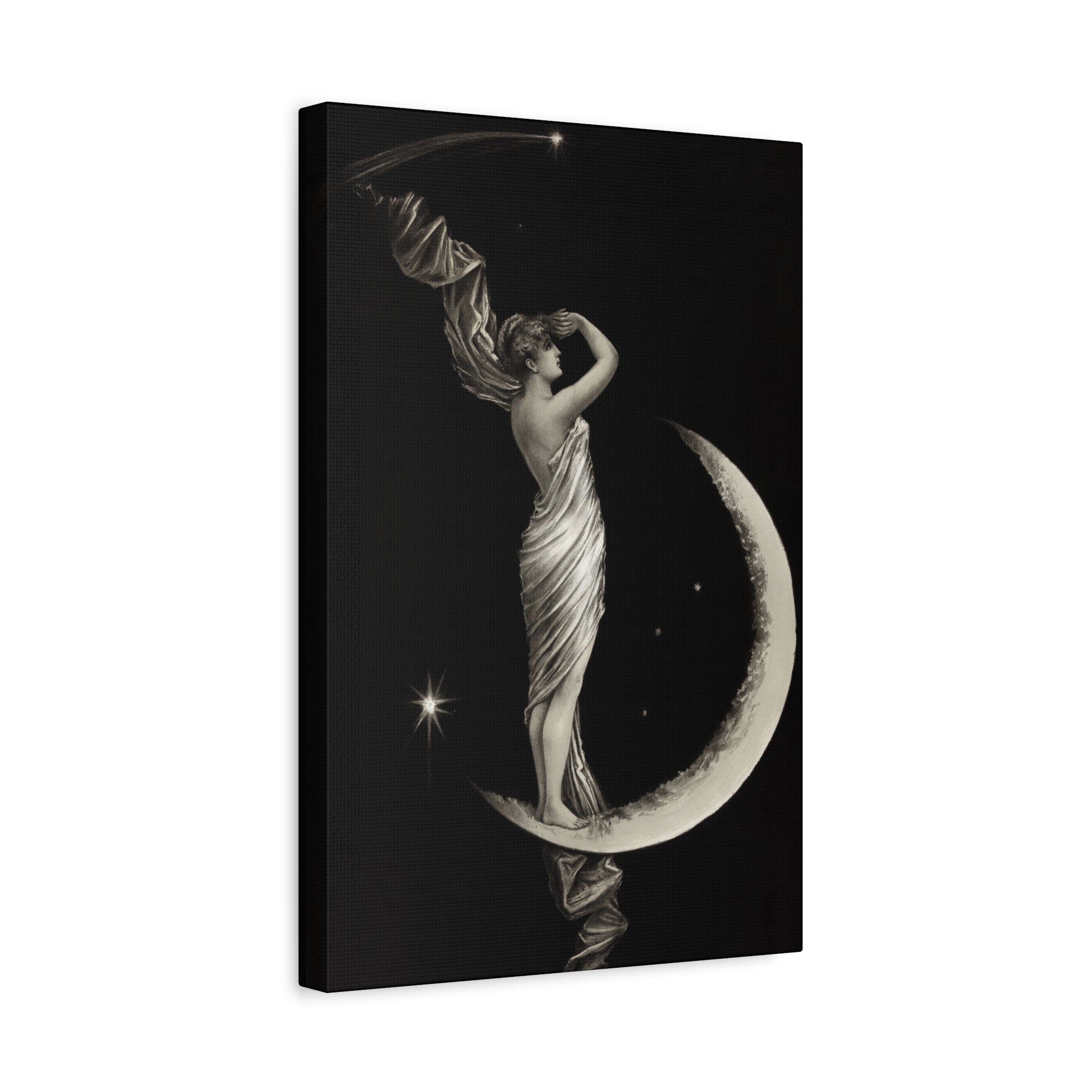canvas-print-the-universal-favorite-1889-by-geo-h-walker-black-and-white-retro-art-moon-decor-comet-art-matte-canvas