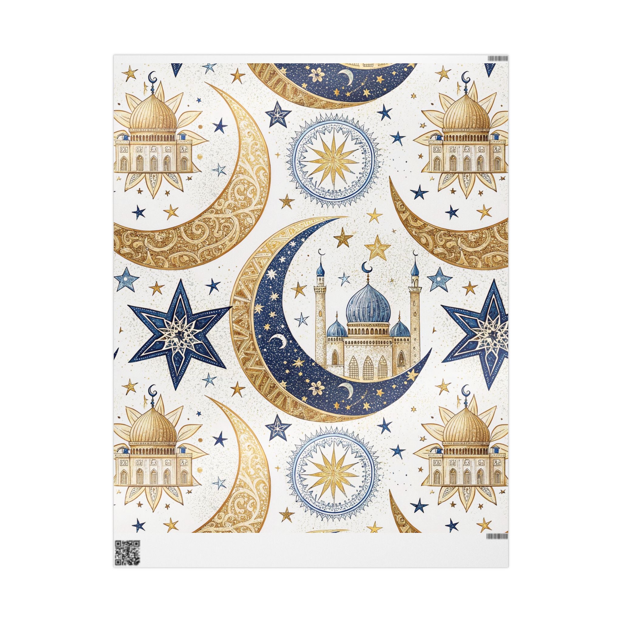 ramadan-night-wrapping-papers-islamic-crescent-moon-gift-wrap-mosque-silhouette-eid-holiday-supplies-festive-present-packagin