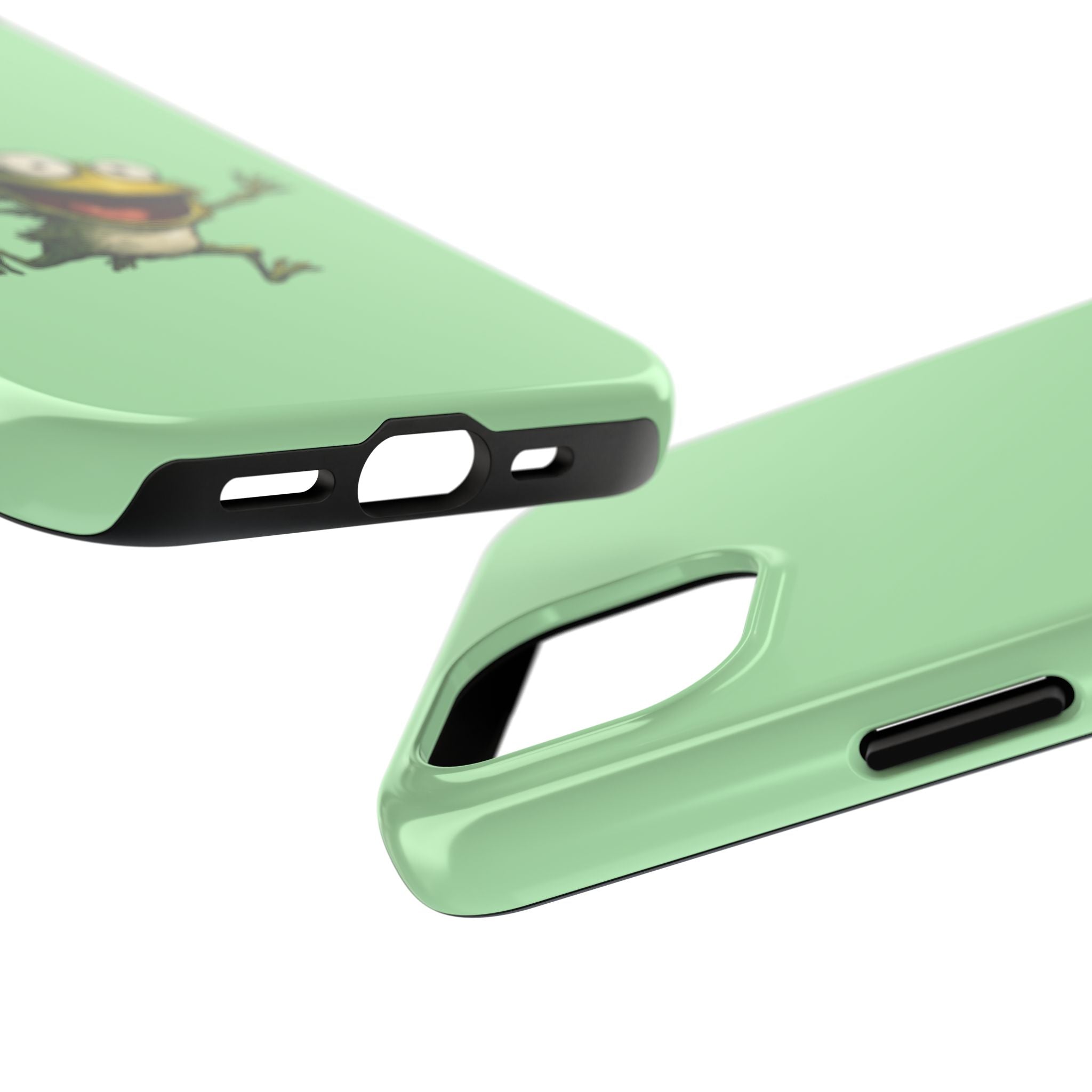 Quirky Funny Frog iPhone Tough Case - Kawaii Animal Phone Cover - Frog Protective Phone Cover - Green iPhone Case