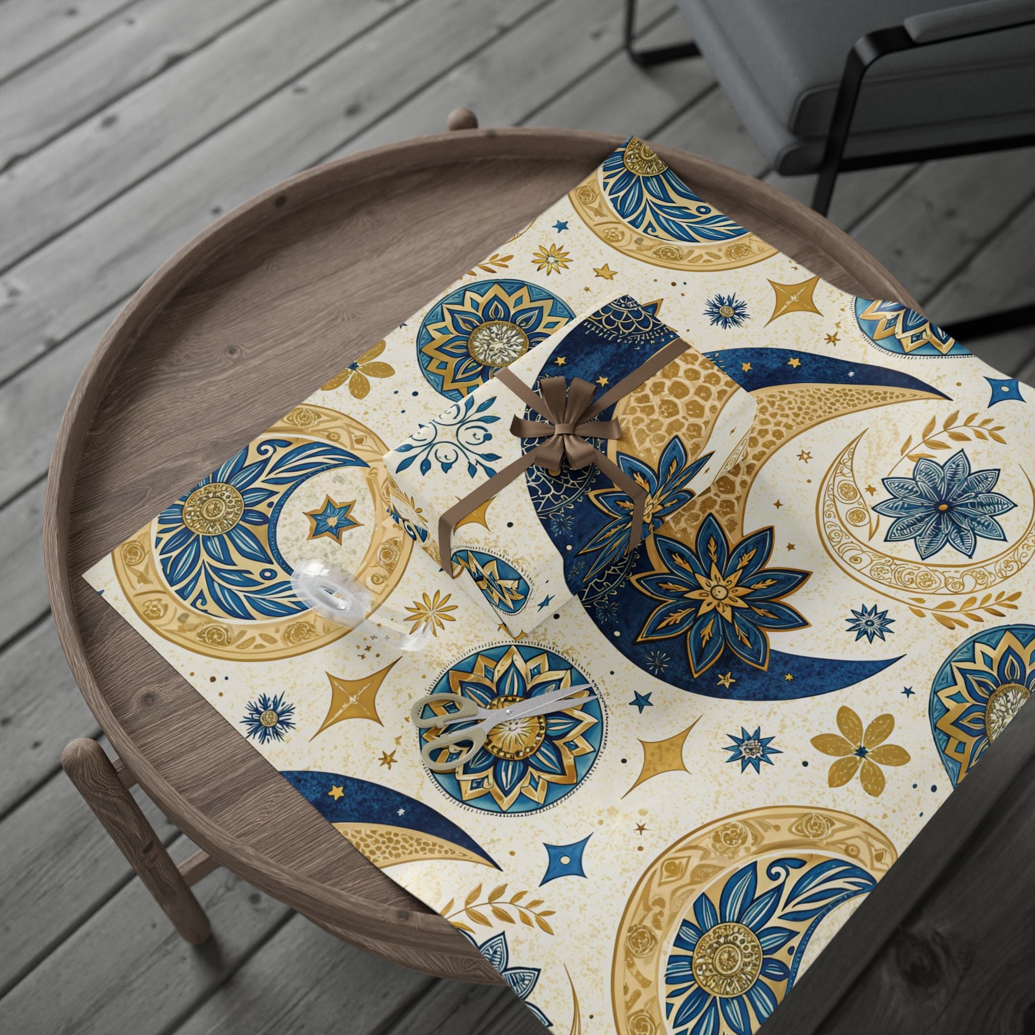 ramadan-night-wrapping-papers-islamic-crescent-moon-gift-wrap-mosque-silhouette-eid-holiday-supplies-festive-present-packagin