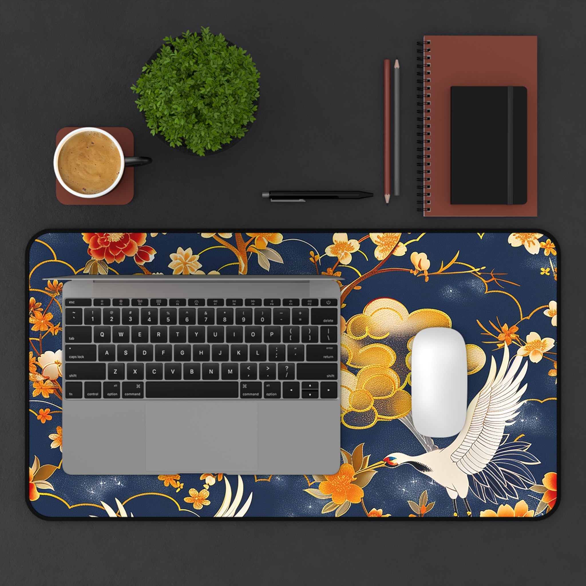 japanese-cranes-art-desk-mat-mousepad-desk-pad-for-home-office-golden-asian-crane-design-gift-for-bird-lovers-office-decor-wo