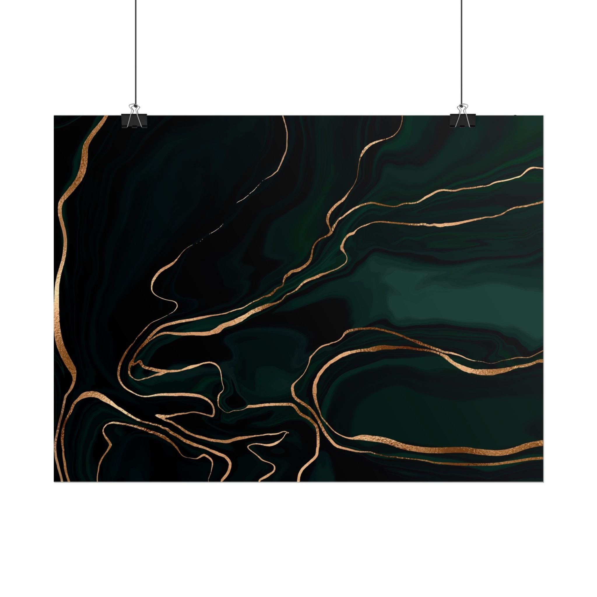 Abstract Green Gold Poster Print - Wall Art, Home Decor, Office Decor, Green Canvas Bedroom, Modern Art, Green Print