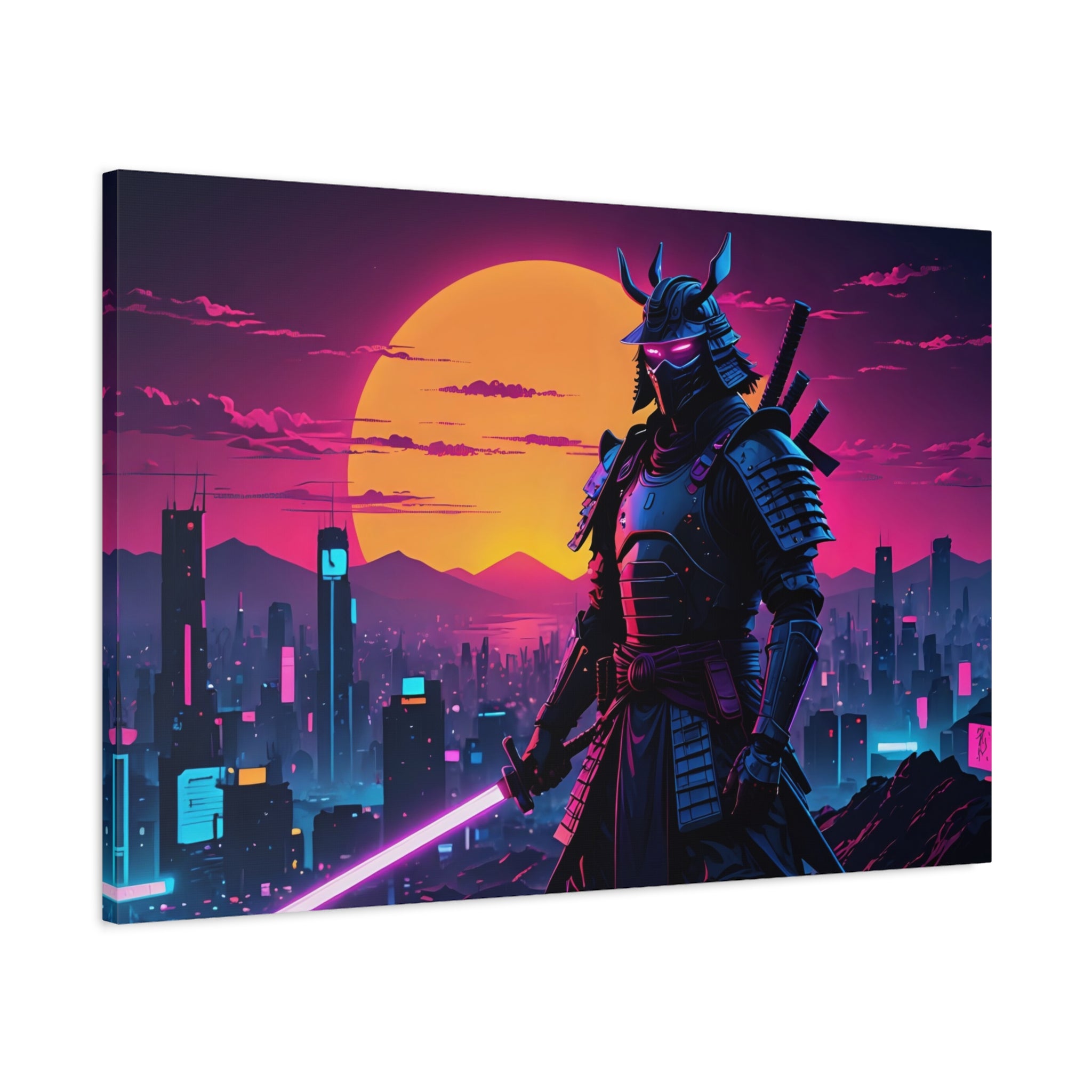 canvas-print-samurai-retrowave-synthawave-wall-art-poster-gift-for-anime-fans-home-decor-japanese-art-retro-aesthetic-dorm-ro