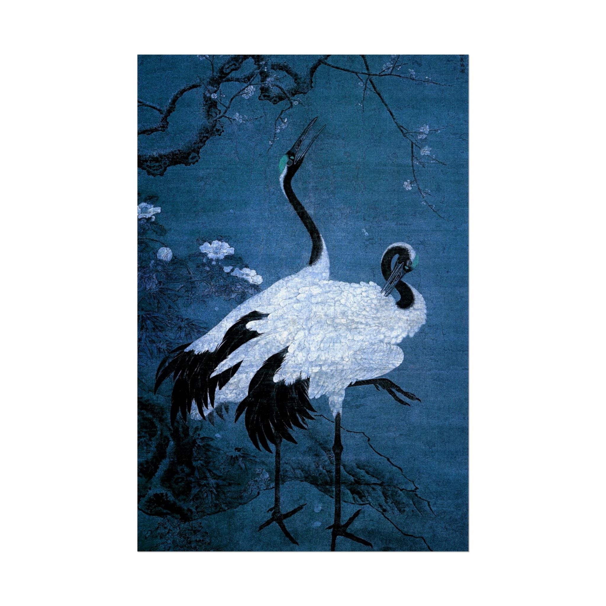 snow-plum-twin-cranes-painting-poster-wall-art-home-decor-nature-print-japanese-art-gift-cranes-wall-decor-cranes-poster-prin