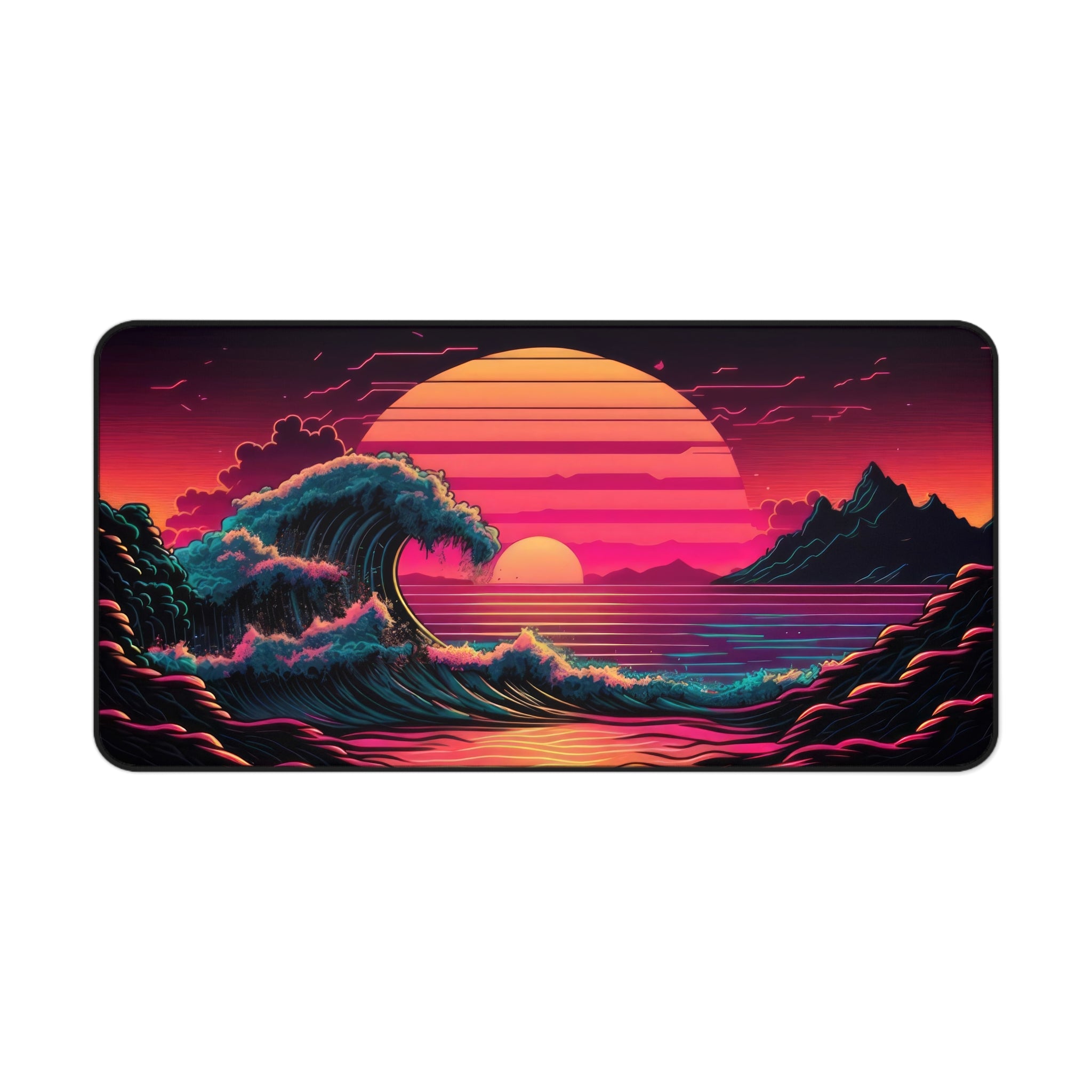 great-wave-off-kanagawa-vaporwave-moon-road-mouse-pad-retrowave-city-delorean-desk-mat-neon-synthwave-desk-pad