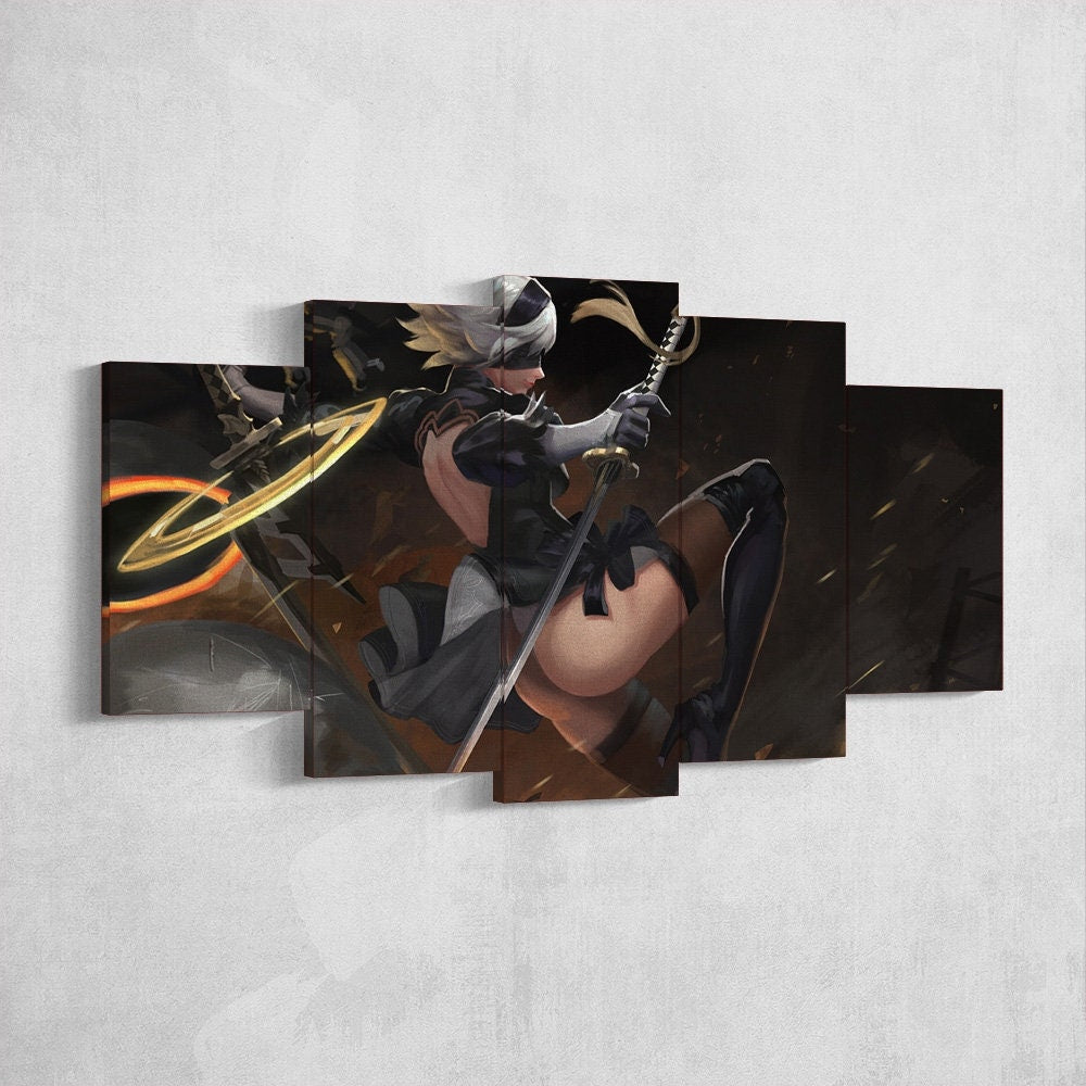 nier-automata-5-piece-canvas-wall-art-nier-automata-poster-nier-automata-art-nier-automata-print-nier-automata-2b-nier-automa