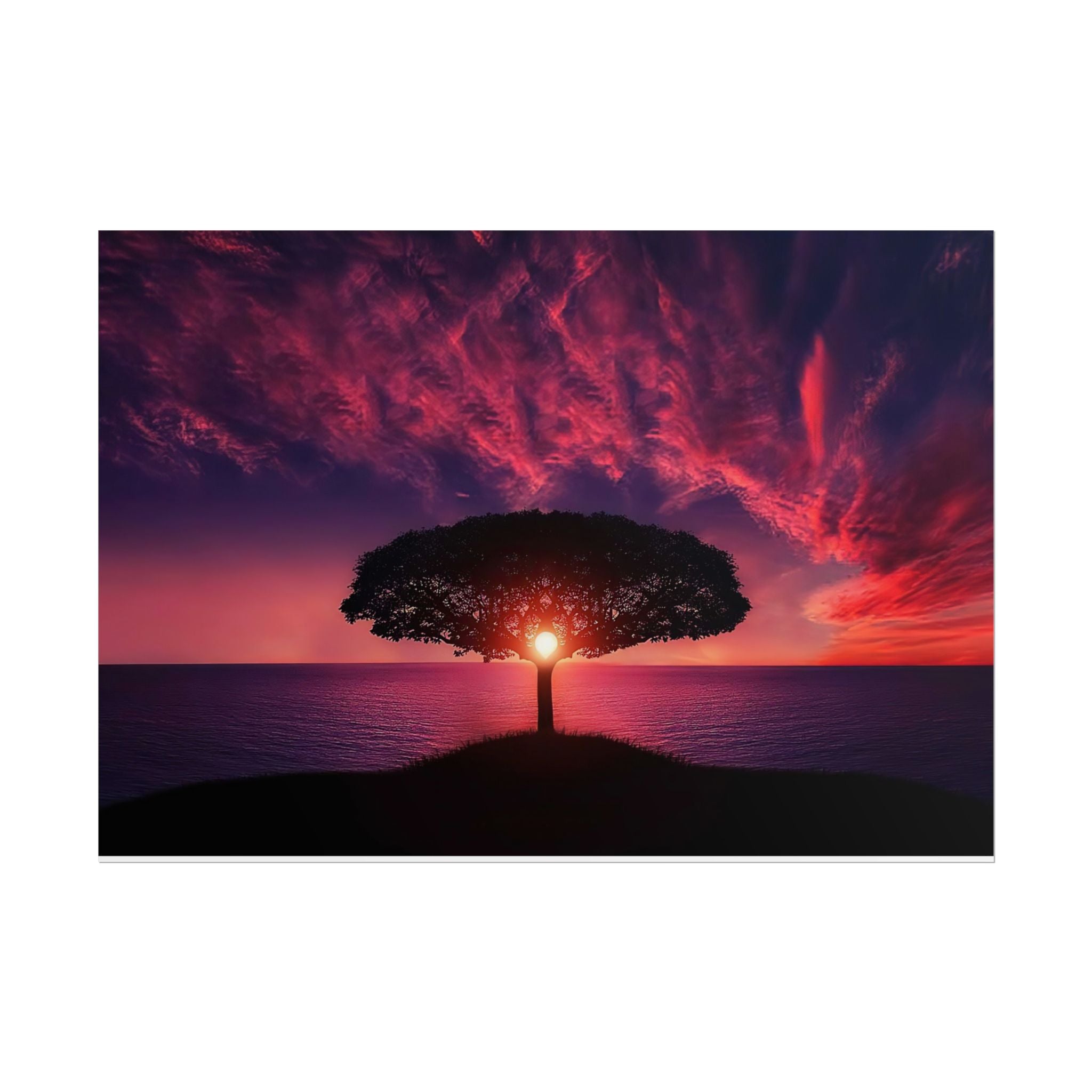 Panoramic Sunset Poster Print, Tree Wall Art, Scenery Decor, Exra Large Wall Art, Canvas Art Print, Landscape, Nature Wall Decor