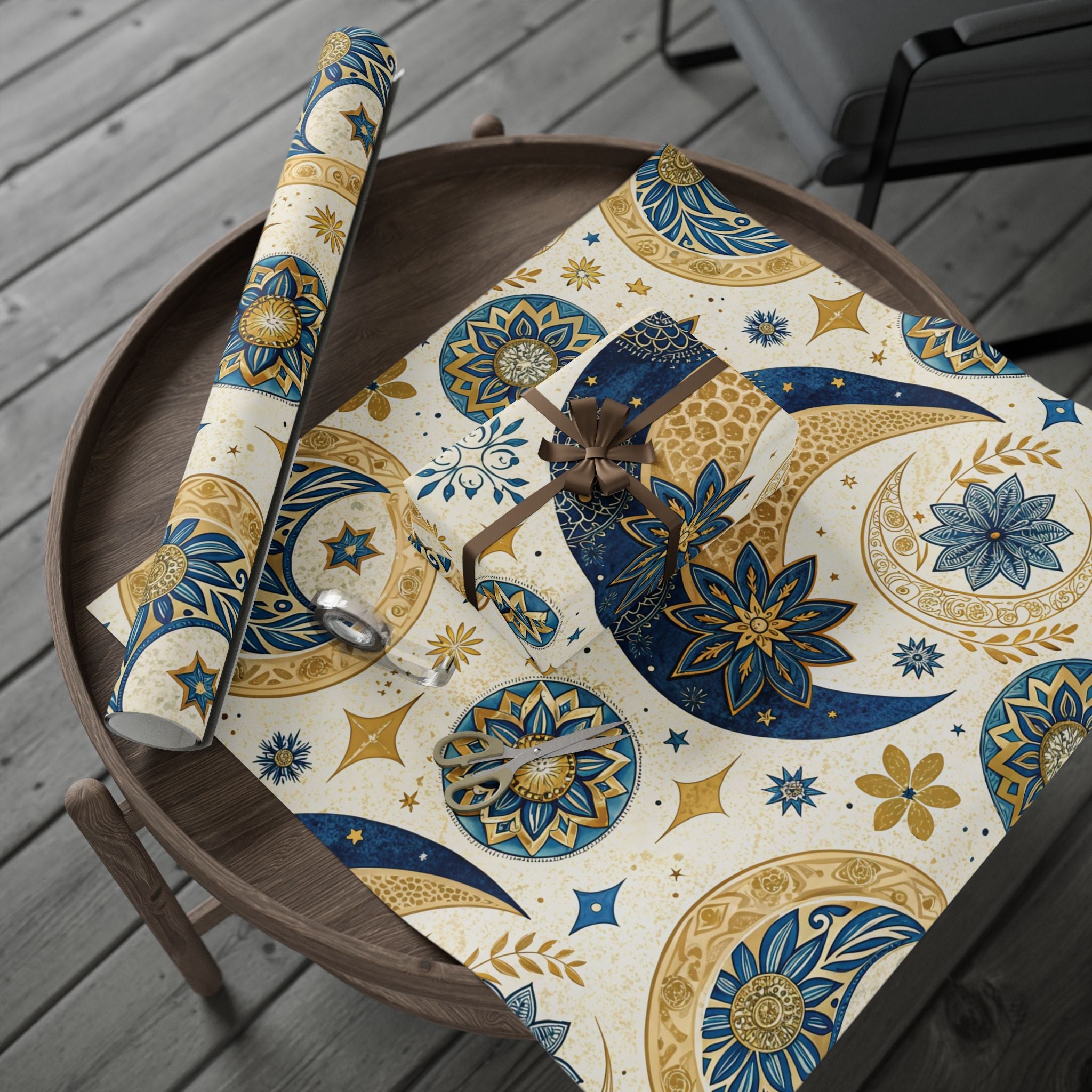 ramadan-night-wrapping-papers-islamic-crescent-moon-gift-wrap-mosque-silhouette-eid-holiday-supplies-festive-present-packagin