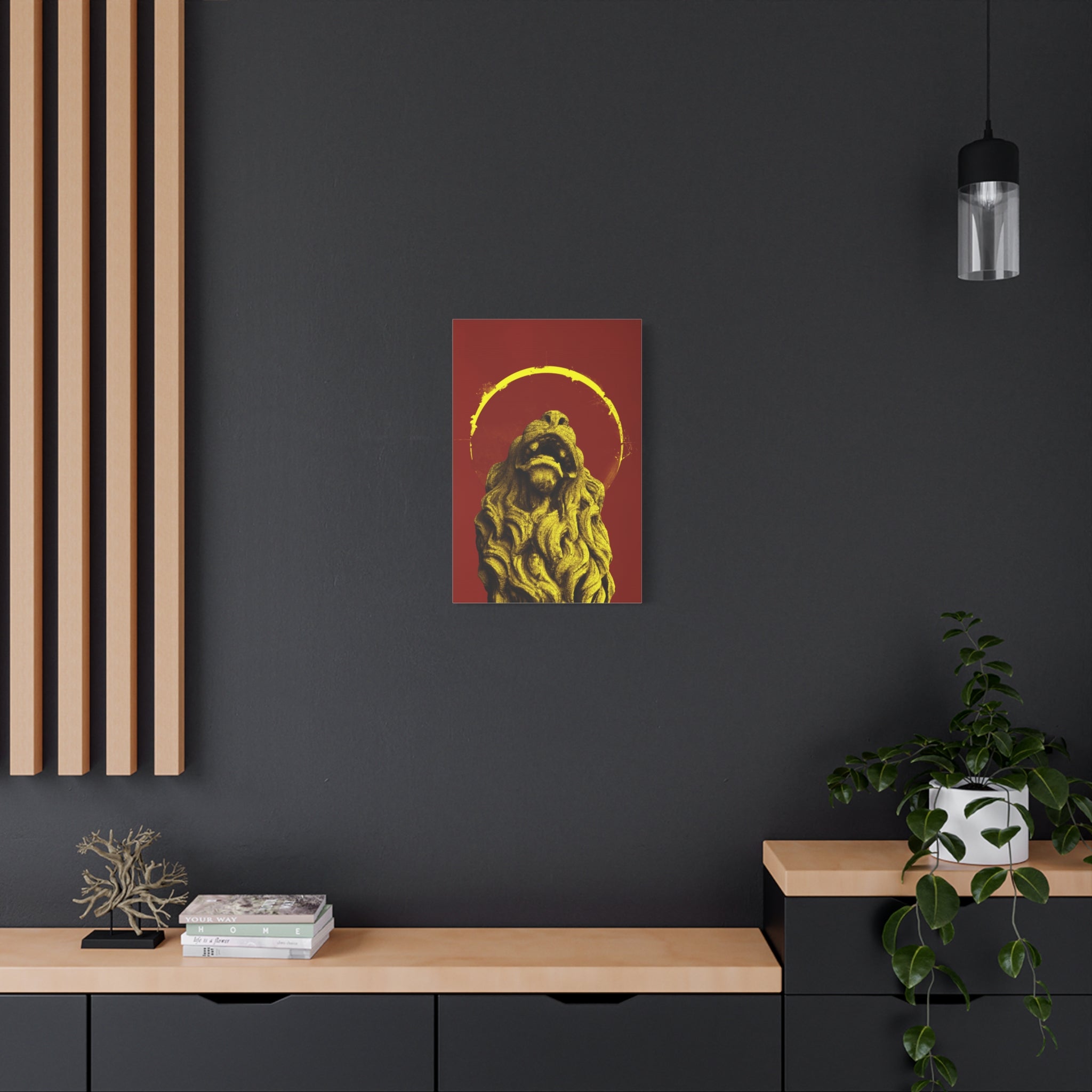canvas-print-golden-lion-art-red-sun-aesthetic-minimalist-wall-decor-home-art-animal-artwork-boho-decor-modern-art-print